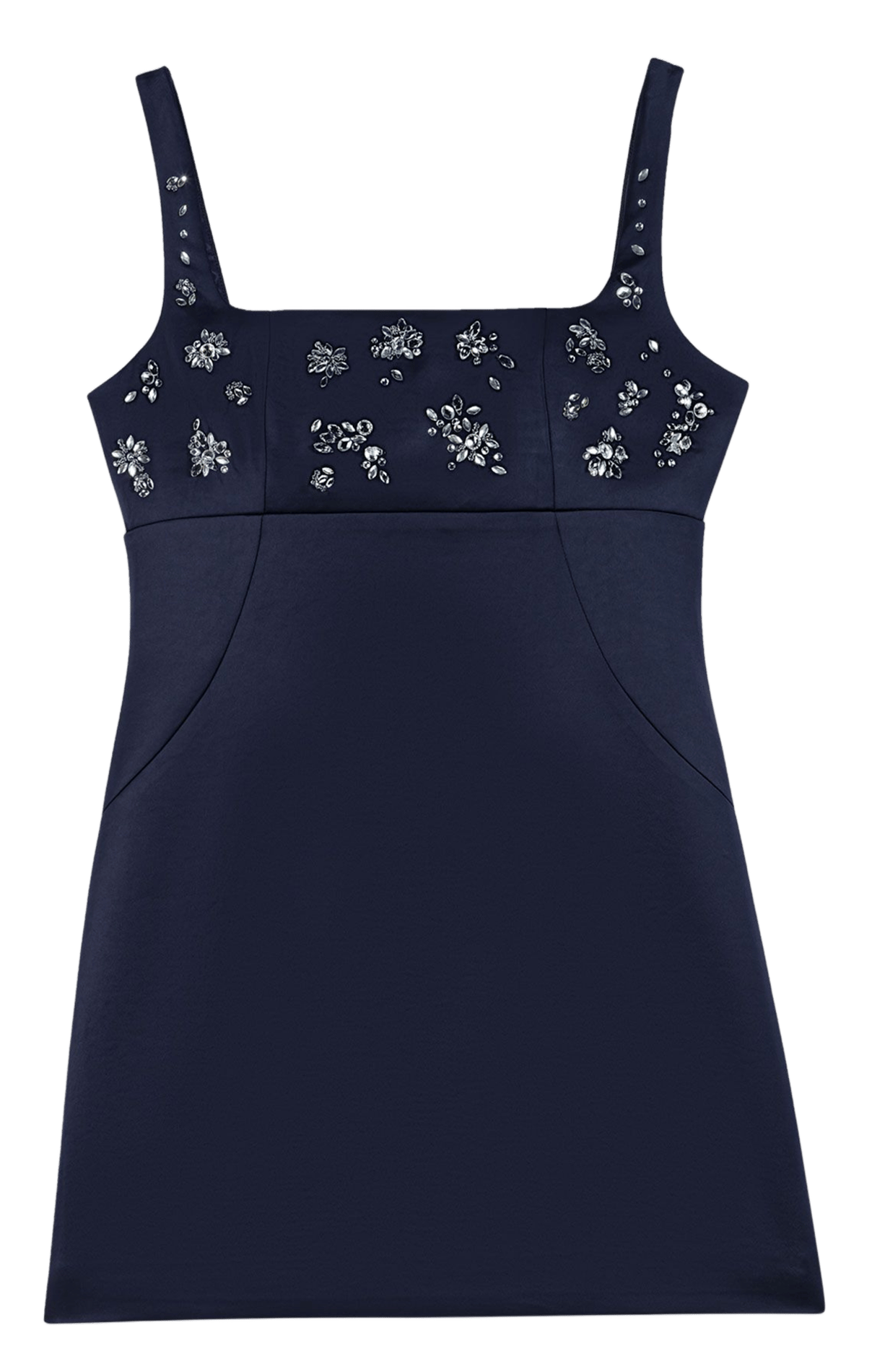 Robe courte droite à strass MAJE Bleu