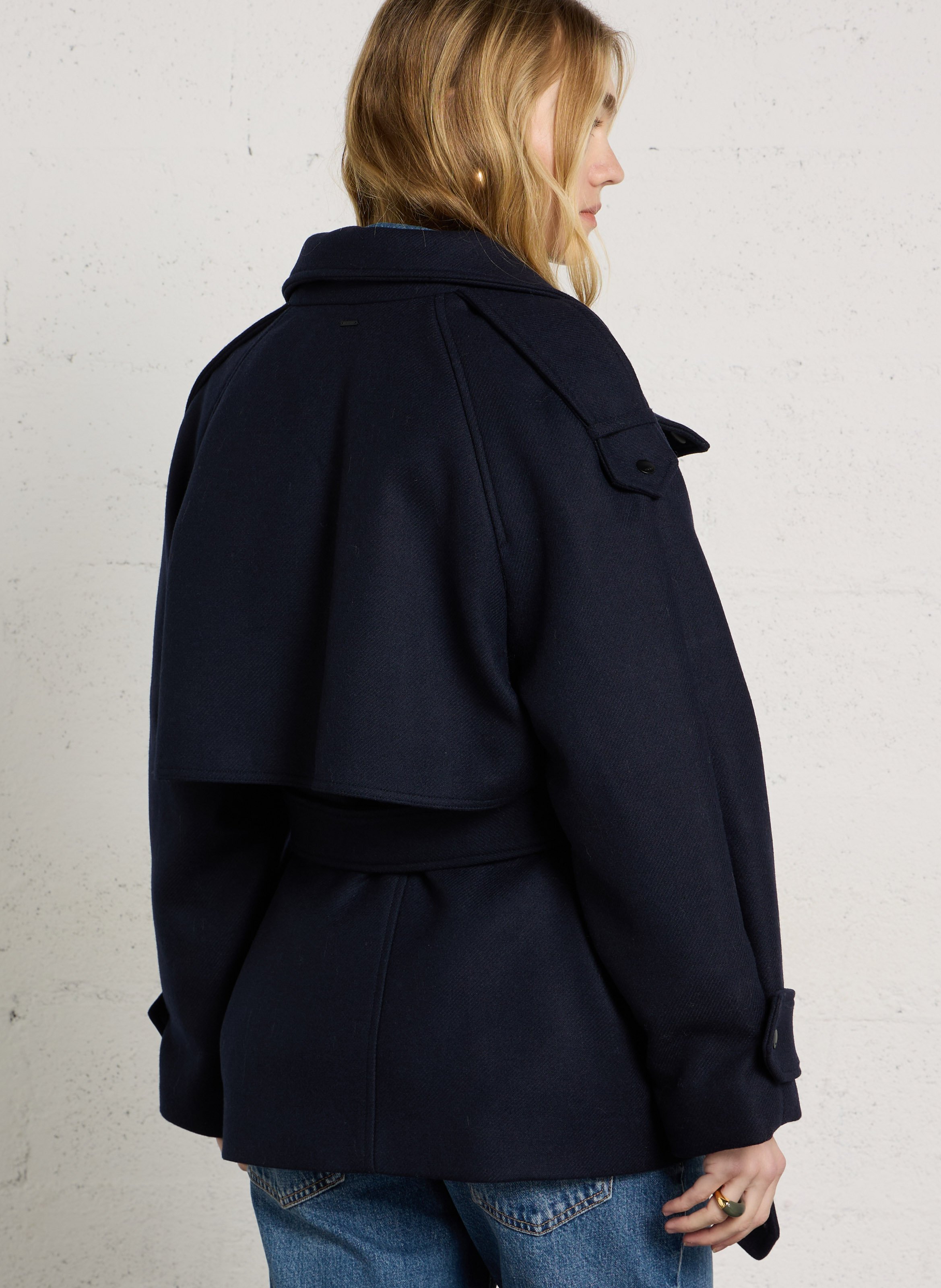 Short trench coat with stand-up collar IKKS Blue