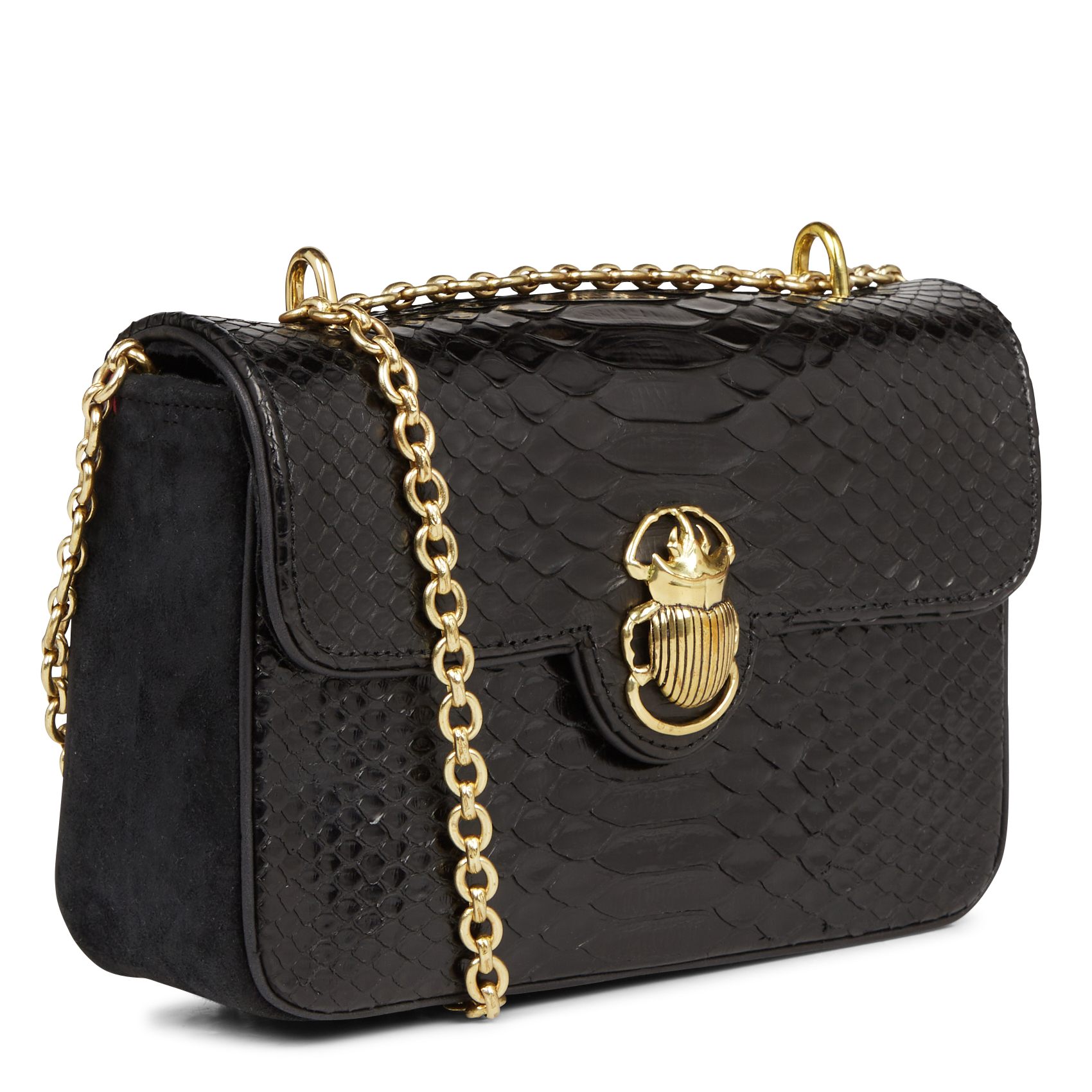 Sac bandoulière en cuir de python CLARIS VIROT Noir