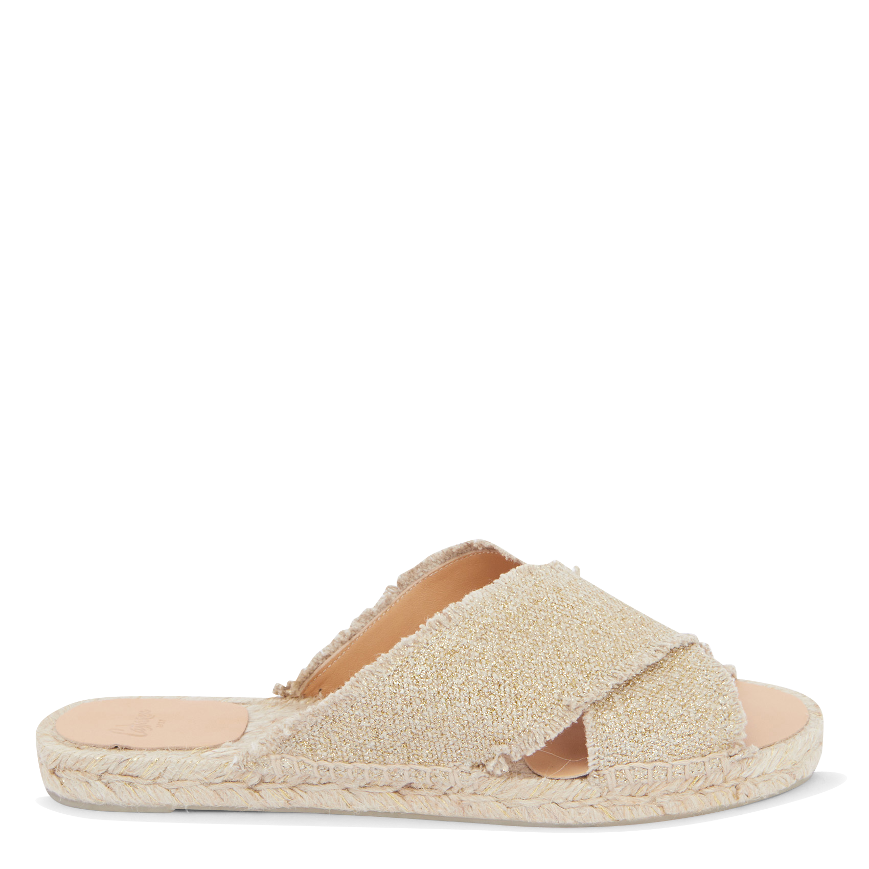 Flat linen-blend mules CASTANER Golden