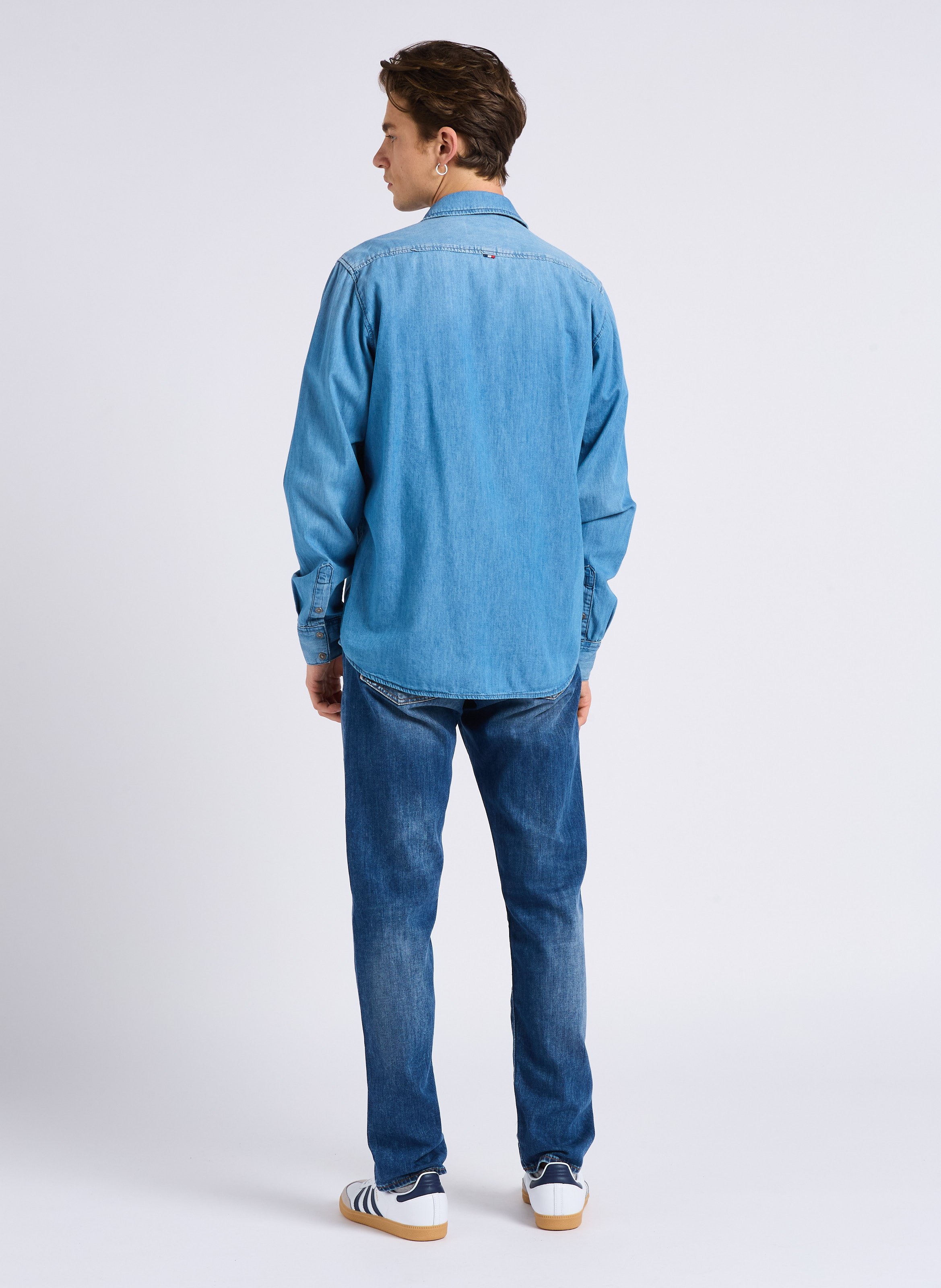 Straight-cut rolled V-neck cotton T-shirt LE TEMPS DES CERISES Green