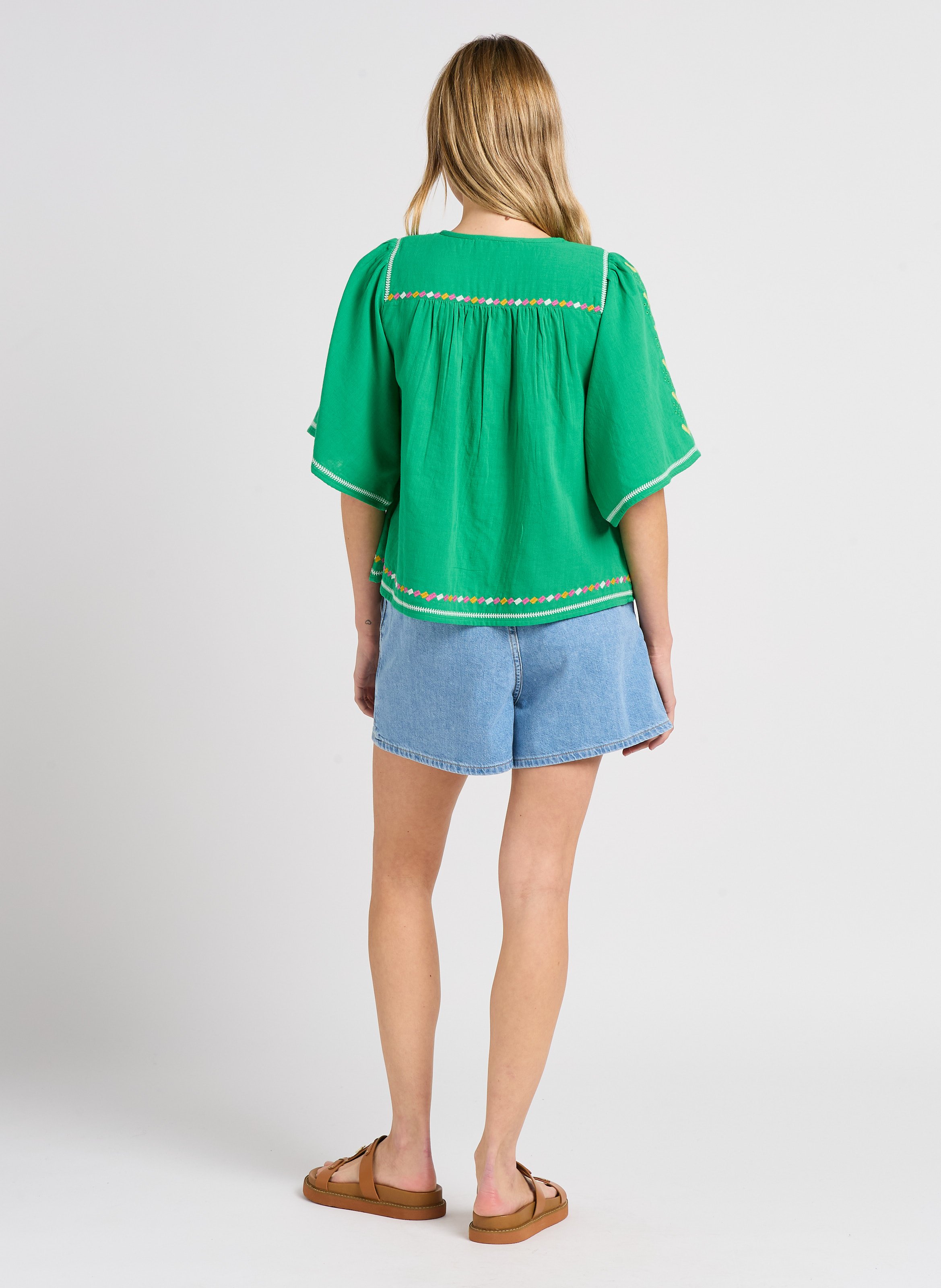High-waisted cotton shorts BA&SH Blue