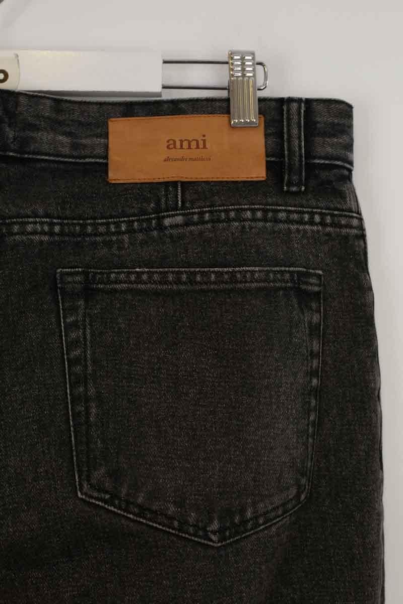 Cotton straight jeans AMI PARIS - Seconde Main Grey
