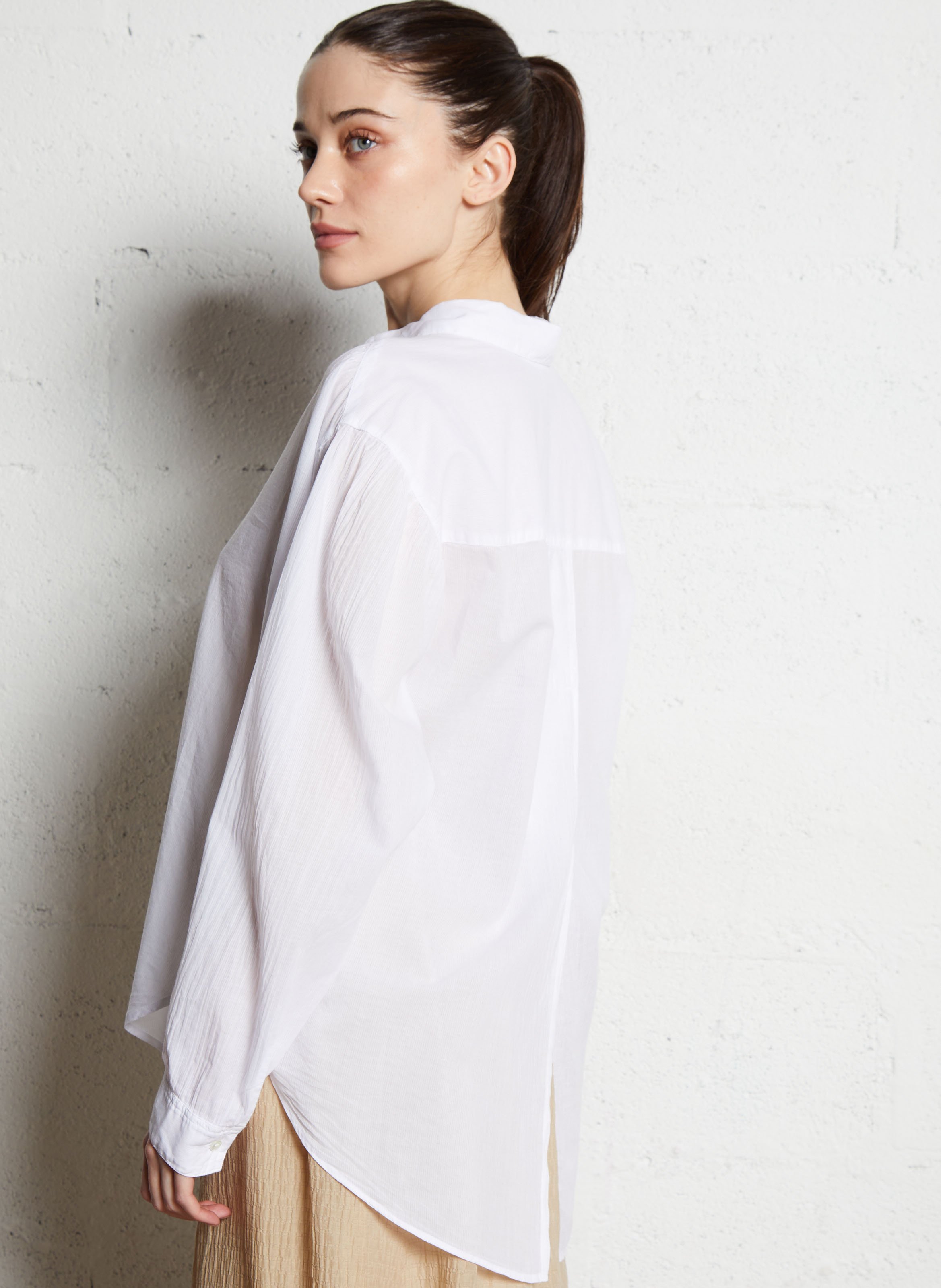 Chemise oversize rayée en coton POMANDERE Blanc