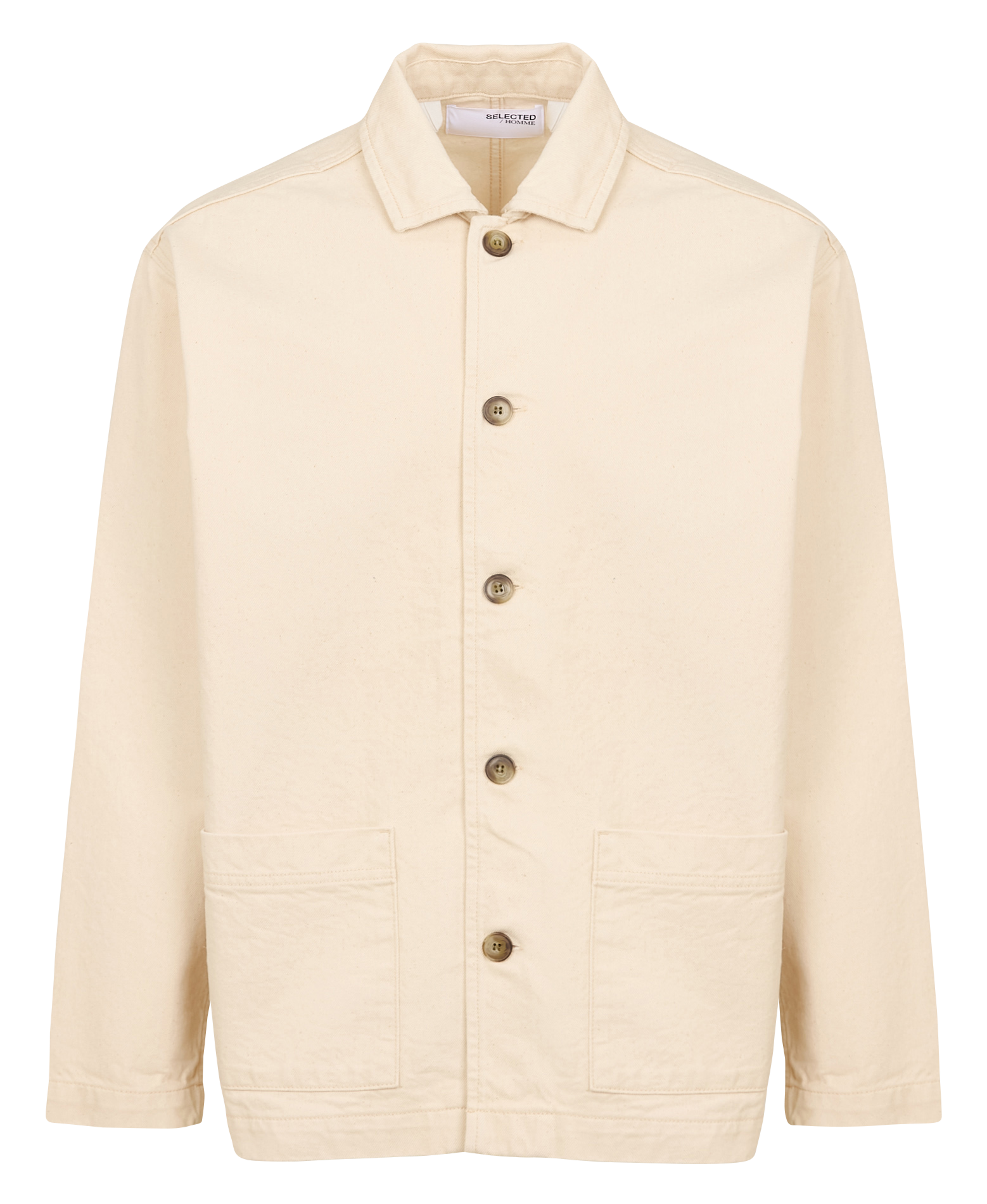 Gerade geschnittene Jeansjacke mit Fleckenmuster SELECTED Beige