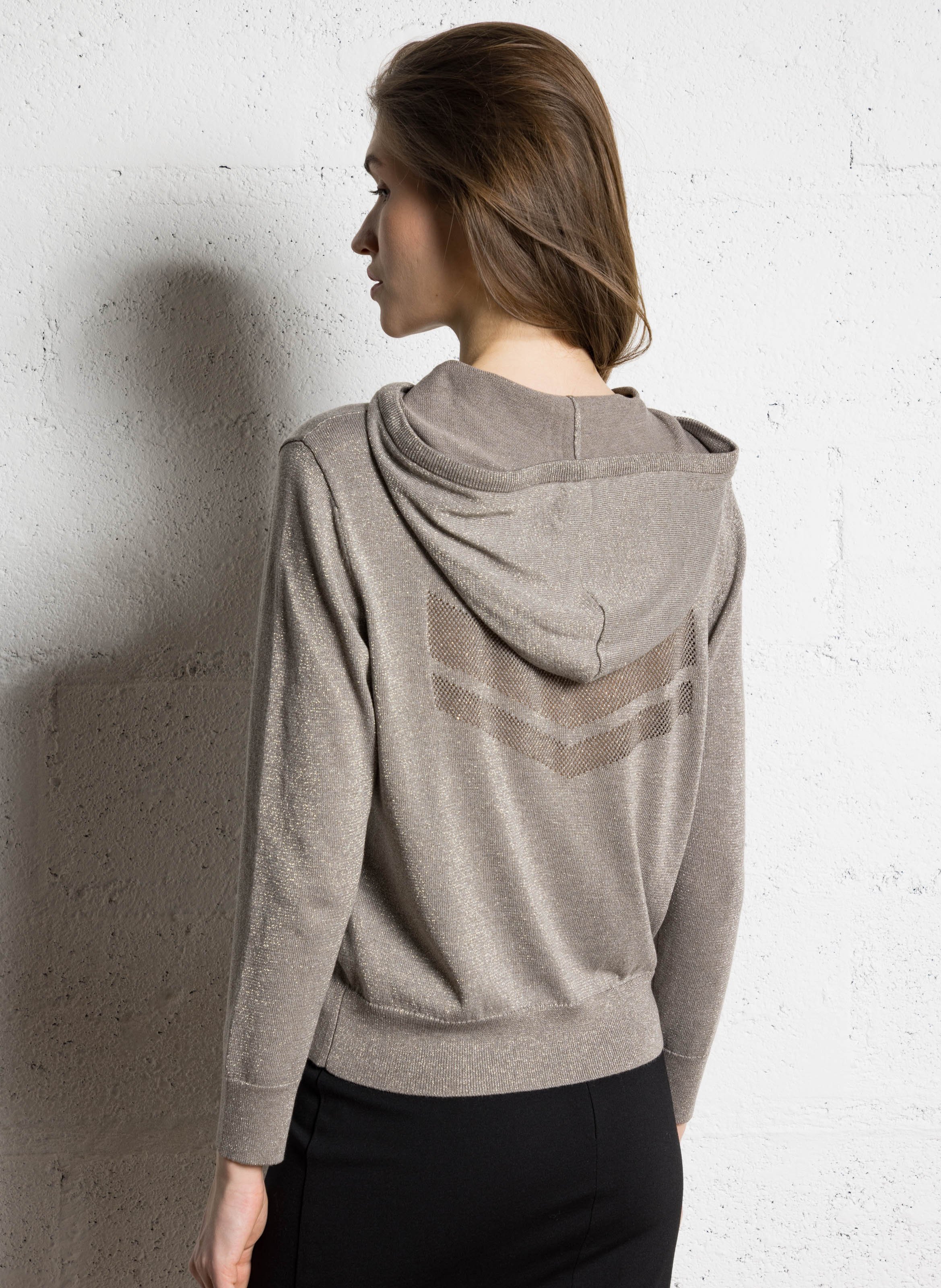 Zipped hooded cardigan IKKS Beige