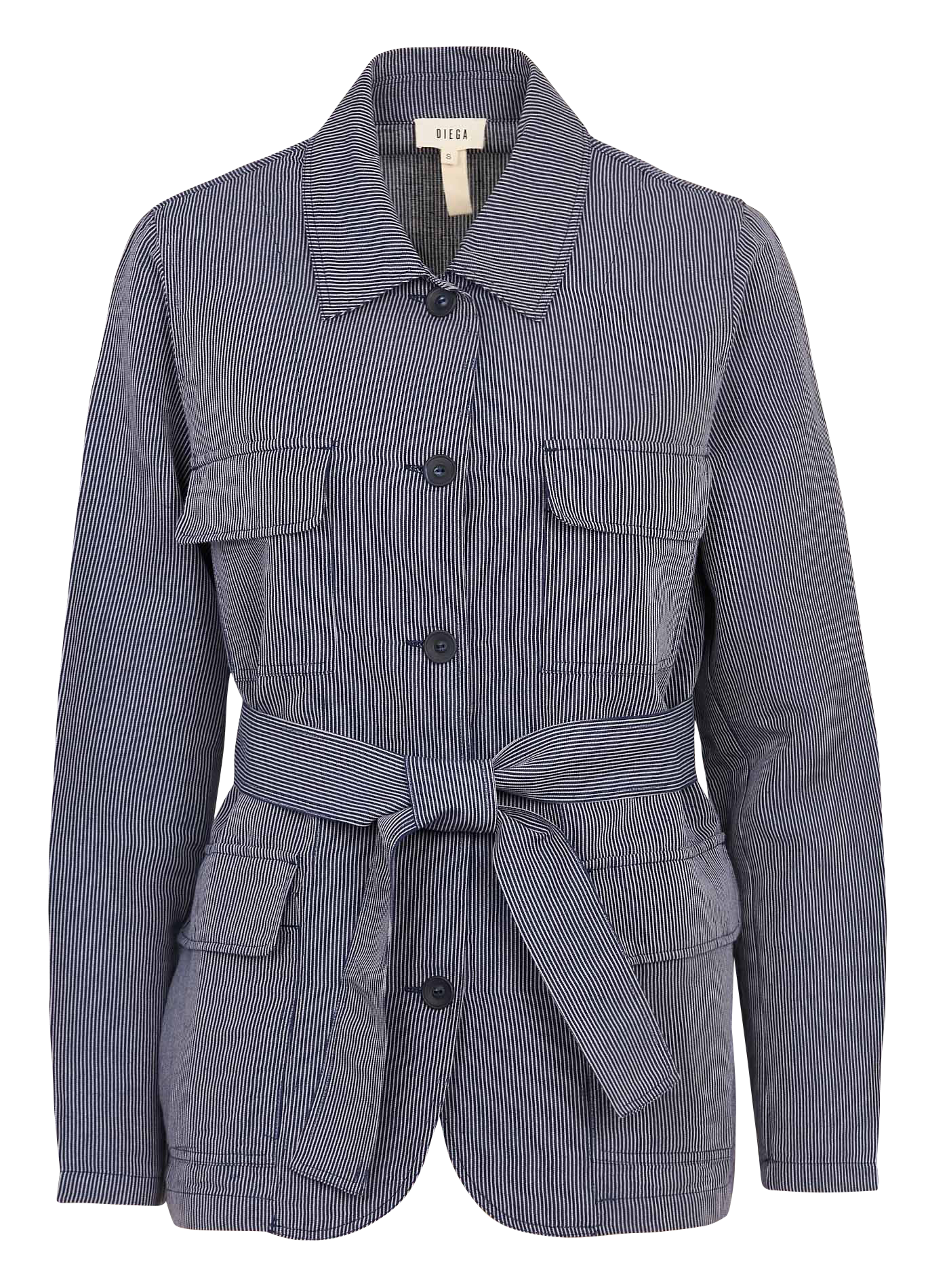 Striped belted straight shirt DIEGA Blue