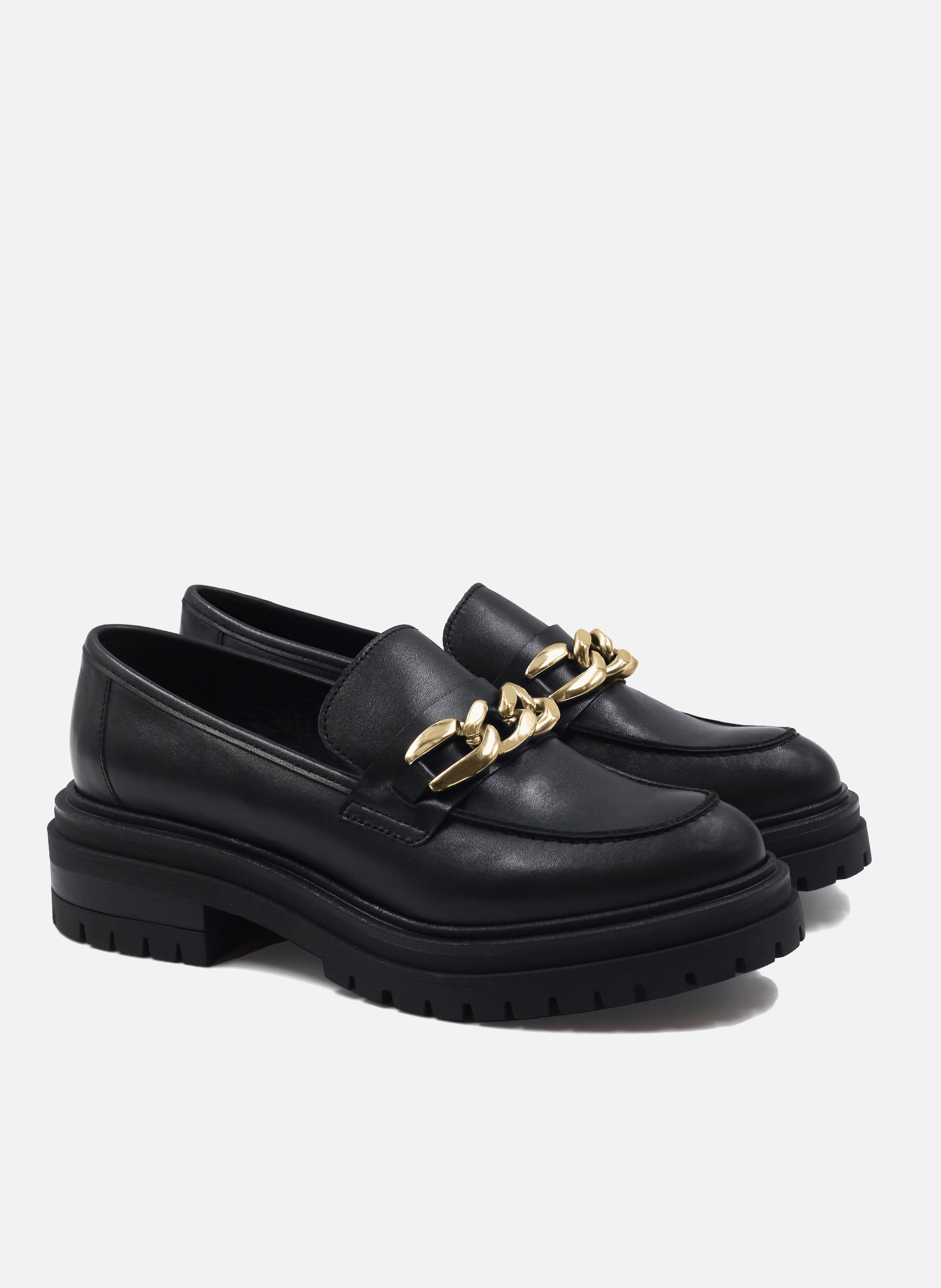 Smooth leather studded loafers JULES & JENN Black