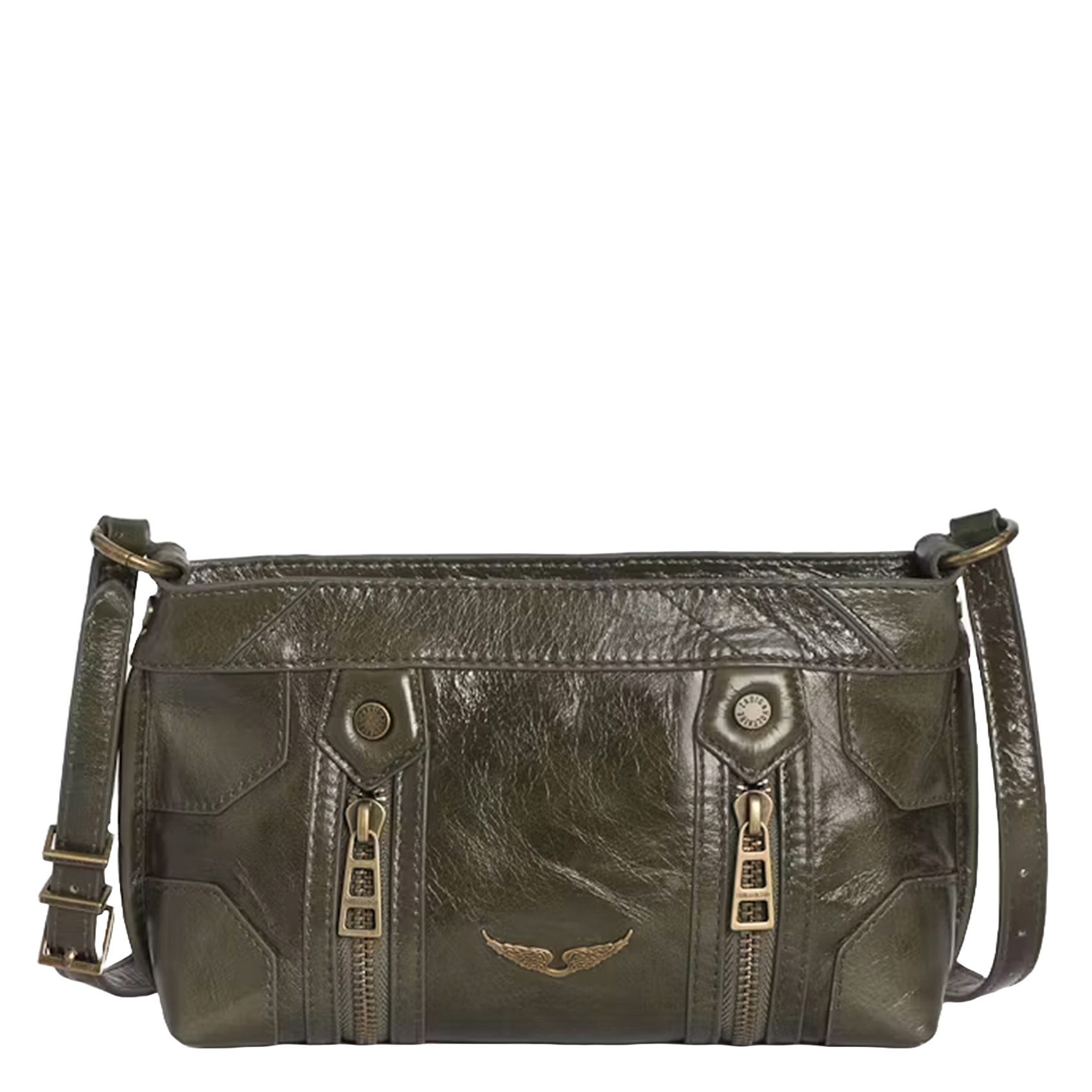 Leren schoudertas met rits ZADIG&VOLTAIRE Groen