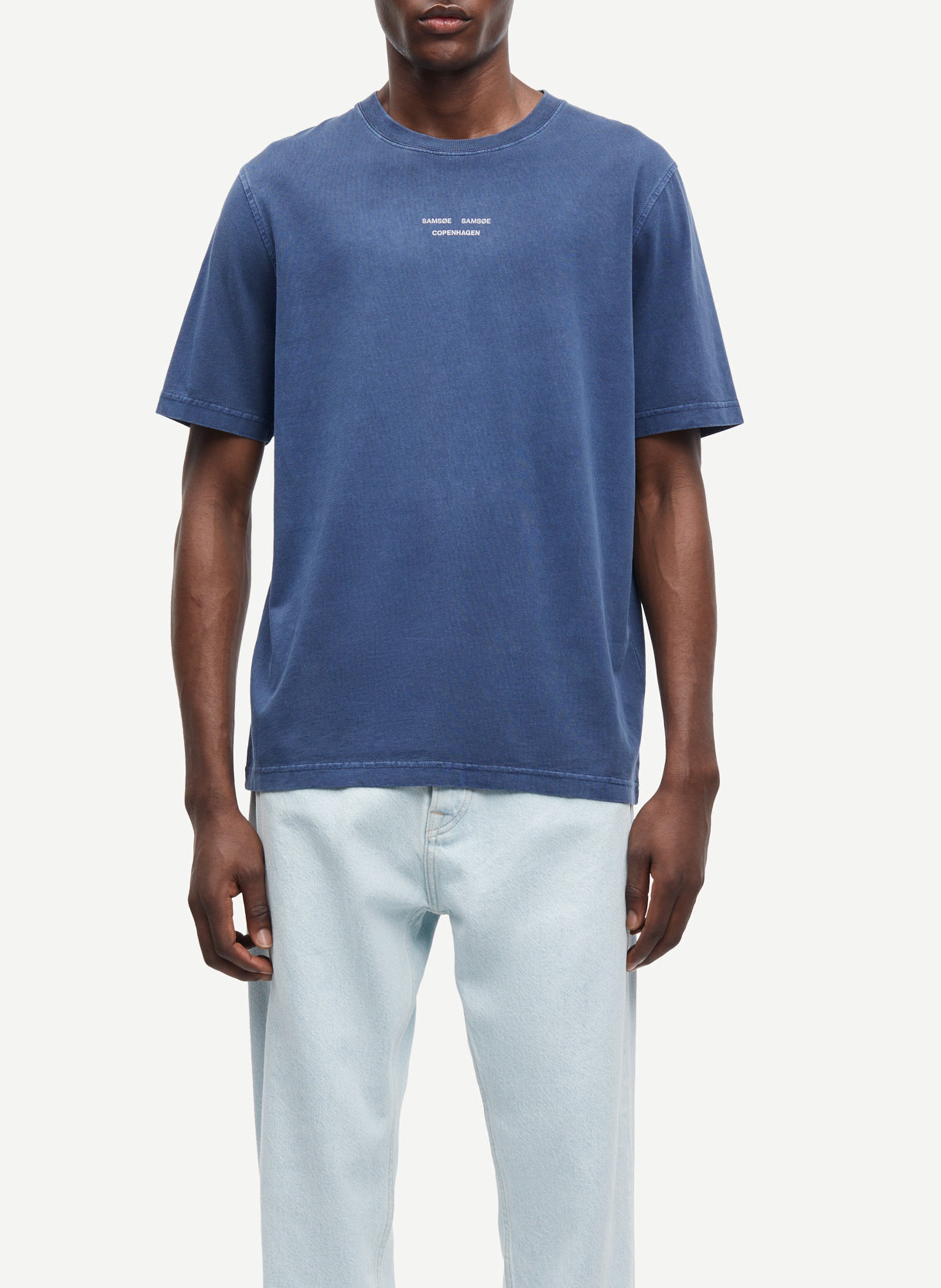 Tee-shirt droit en coton bio mélangé SAMSOE SAMSOE Bleu