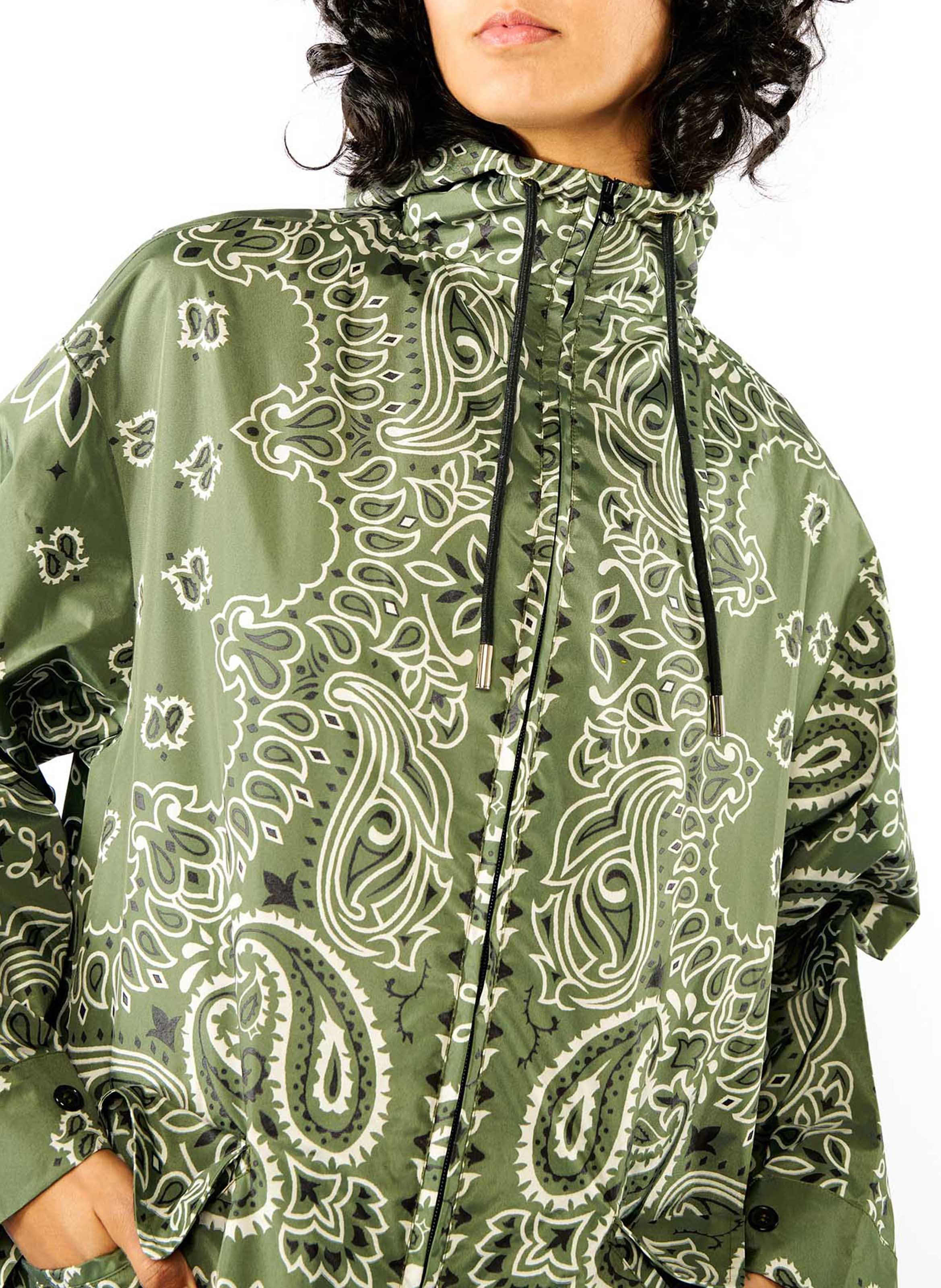 Oversized Printed Windbreaker WILD Khaki