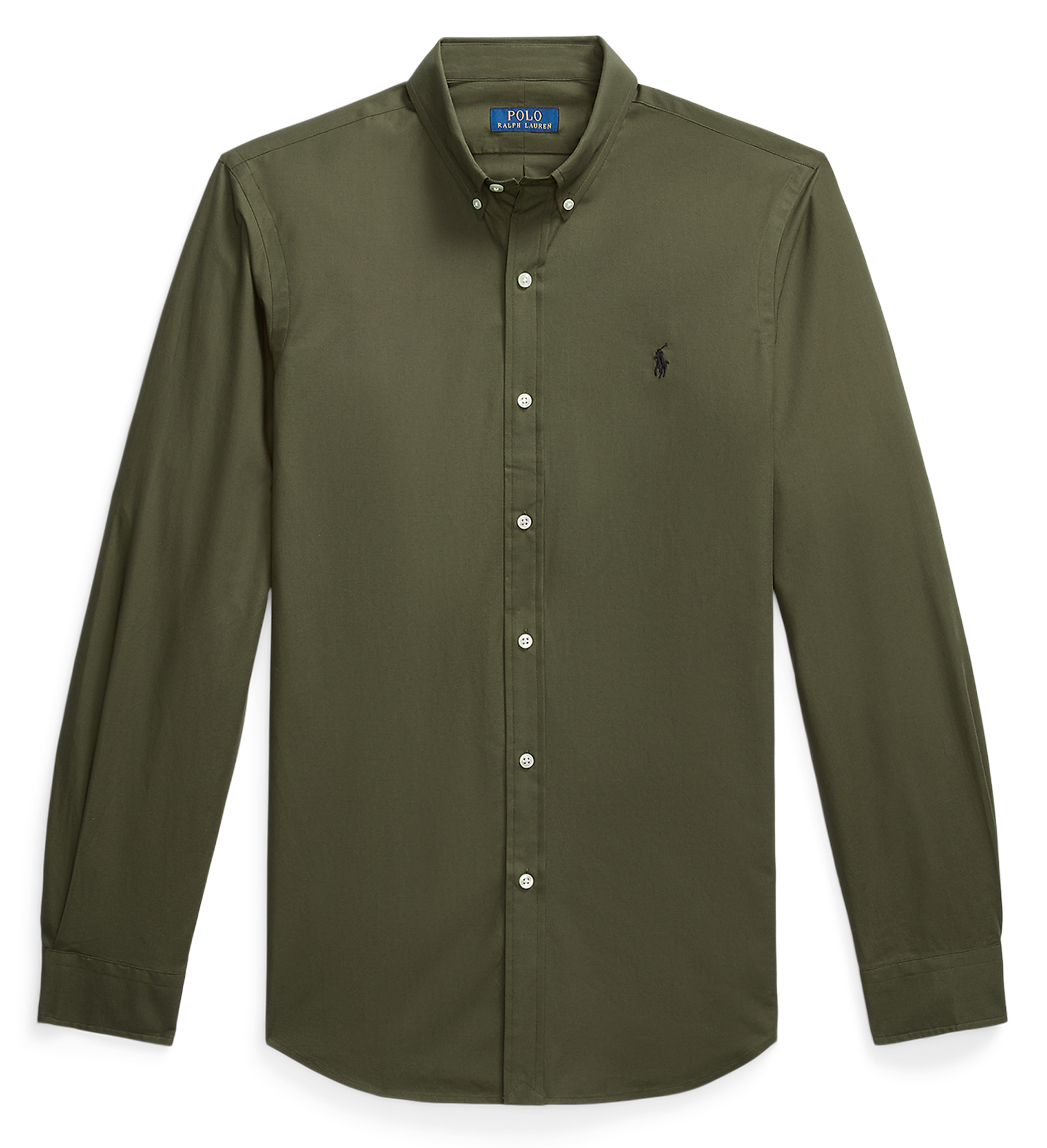 Chemise droite col américain en coton mélangé POLO RALPH LAUREN Vert