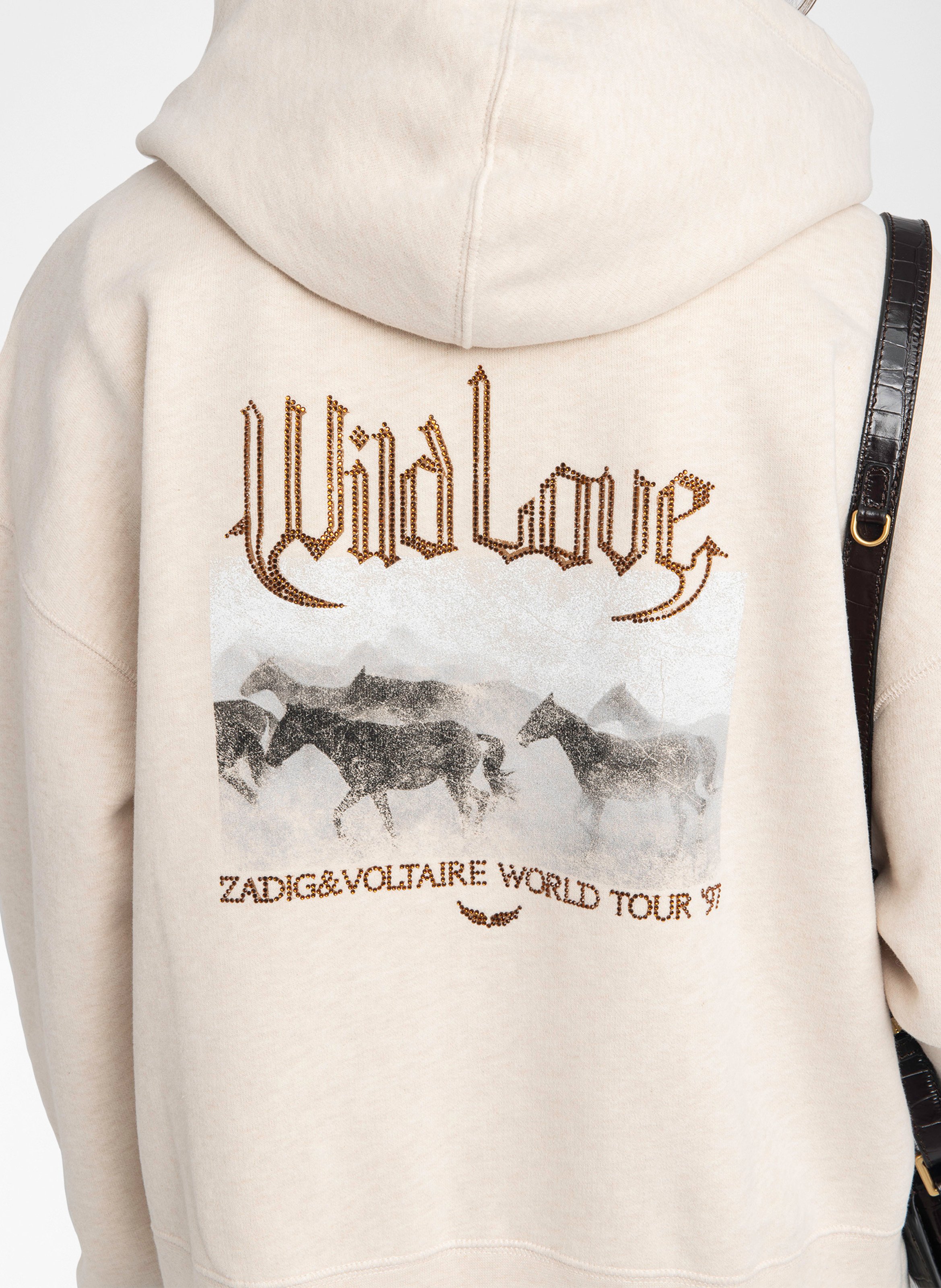 Sweat zippé à capuche à strass ZADIG&VOLTAIRE Marron