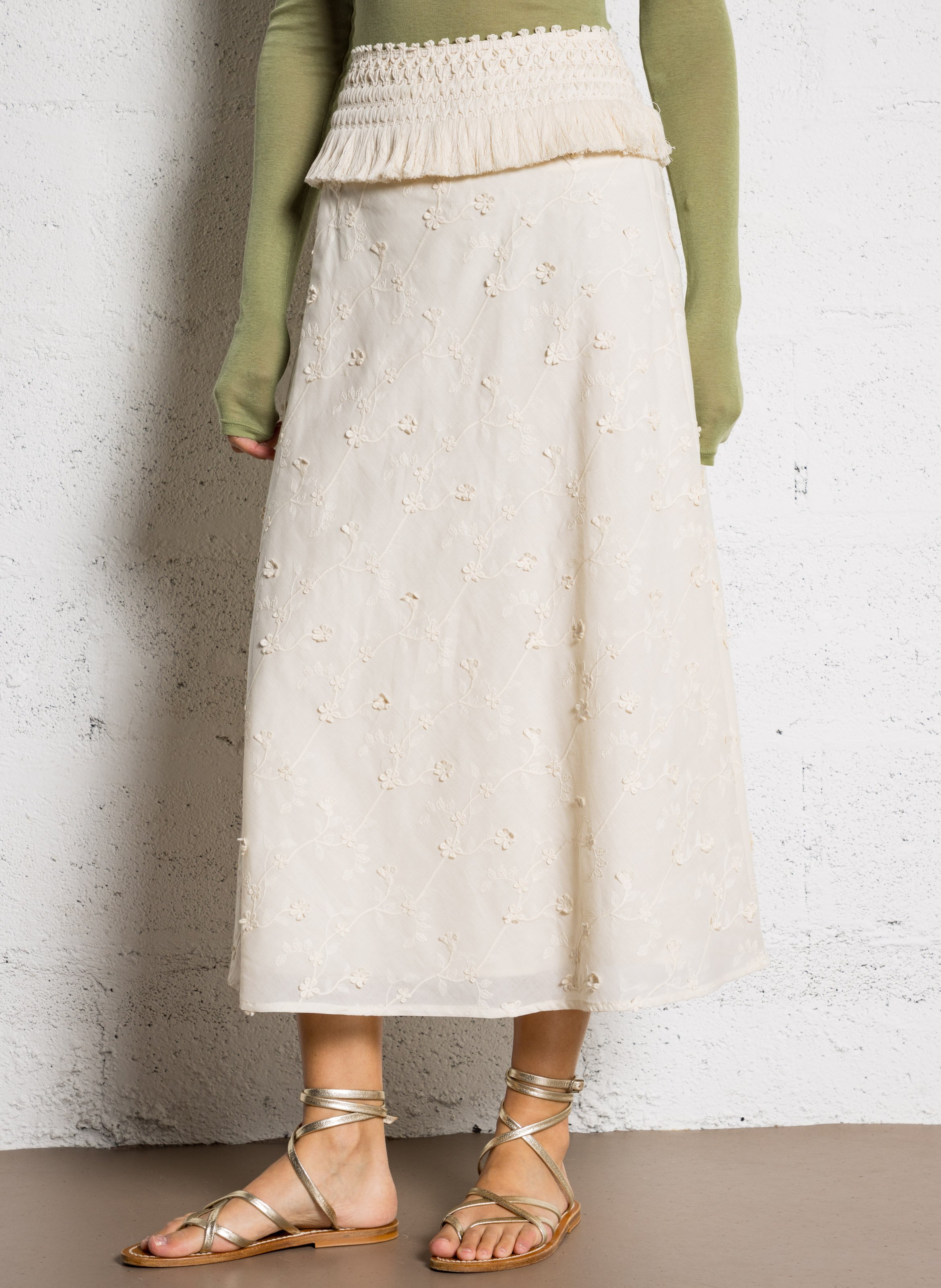 Embroidered cotton midi skirt SOPHIE+LUCIE