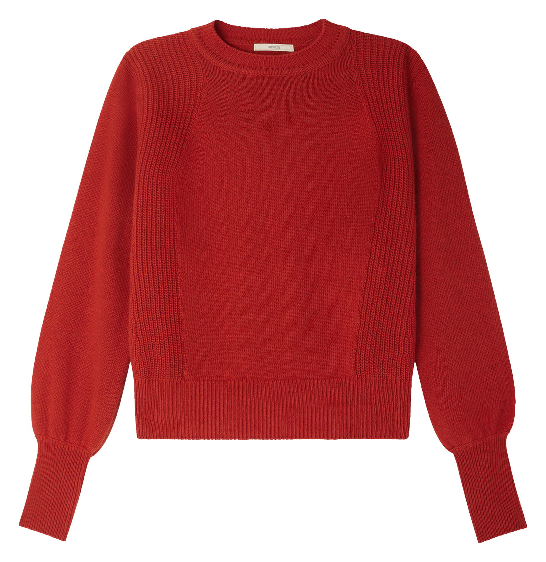 Straight round-neck wool sweater SESSUN Red