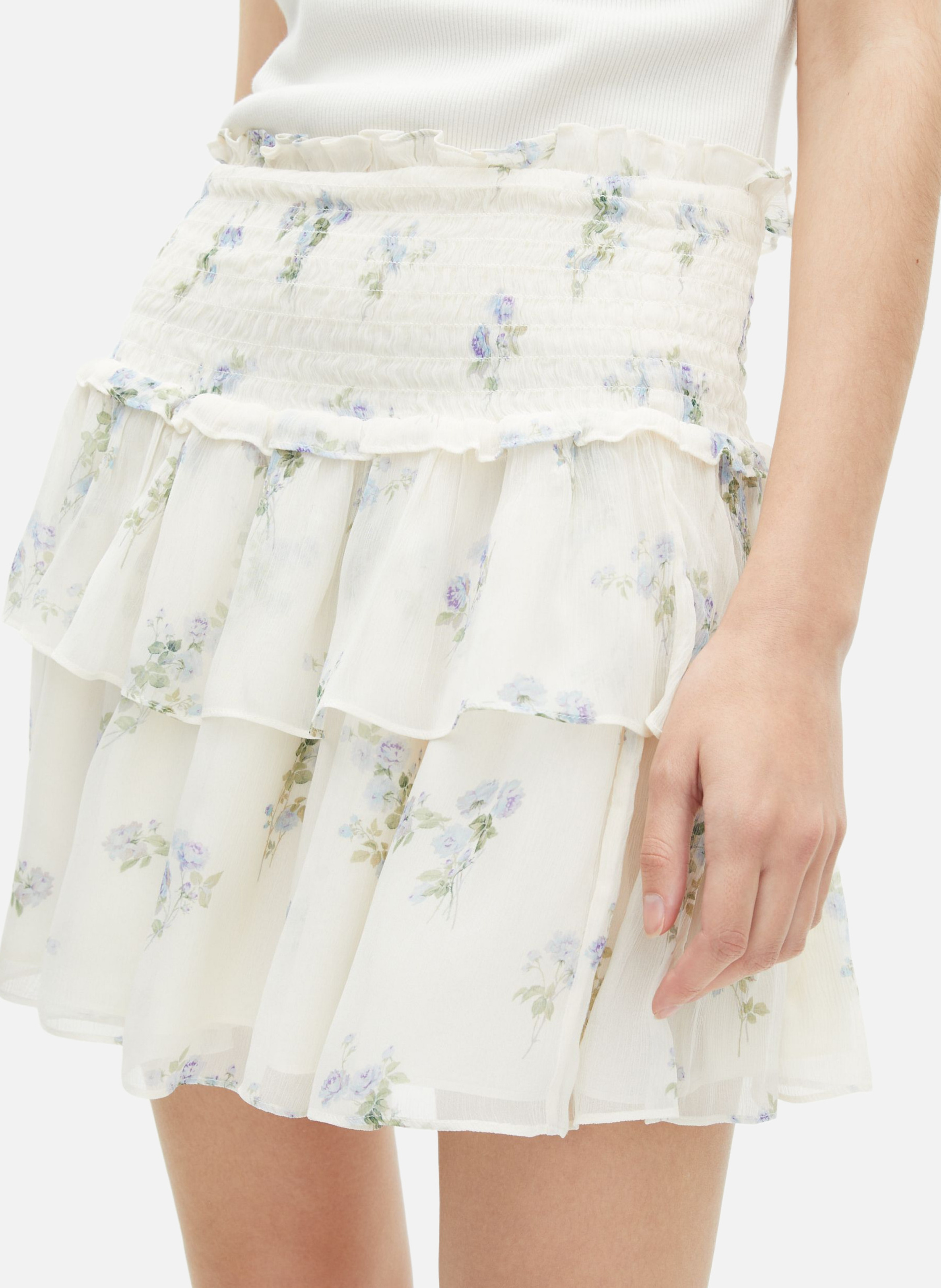 Short flounced floral print skirt THE KOOPLES White