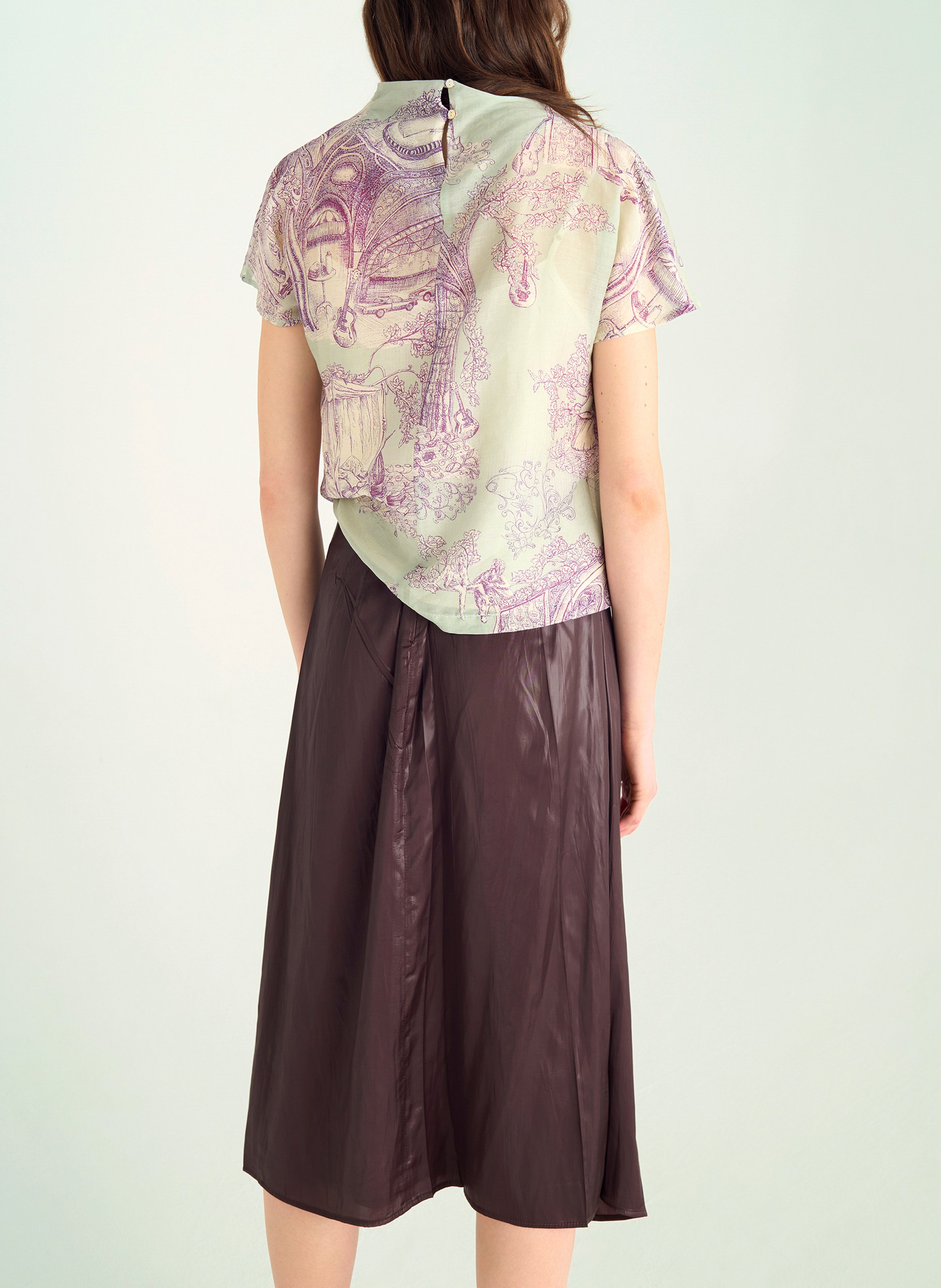 Top col montant en coton mélangé COTELAC Vert