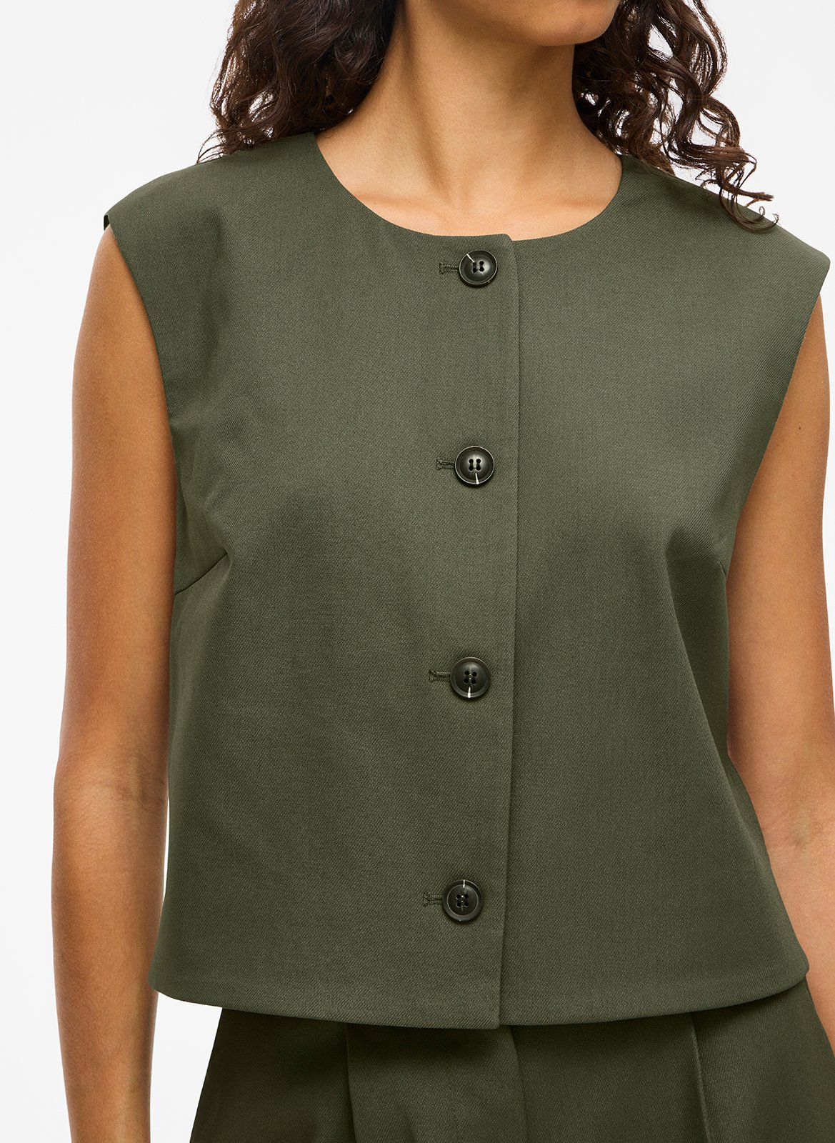 Gilet droit en fibres recyclées mélangées VILA Vert