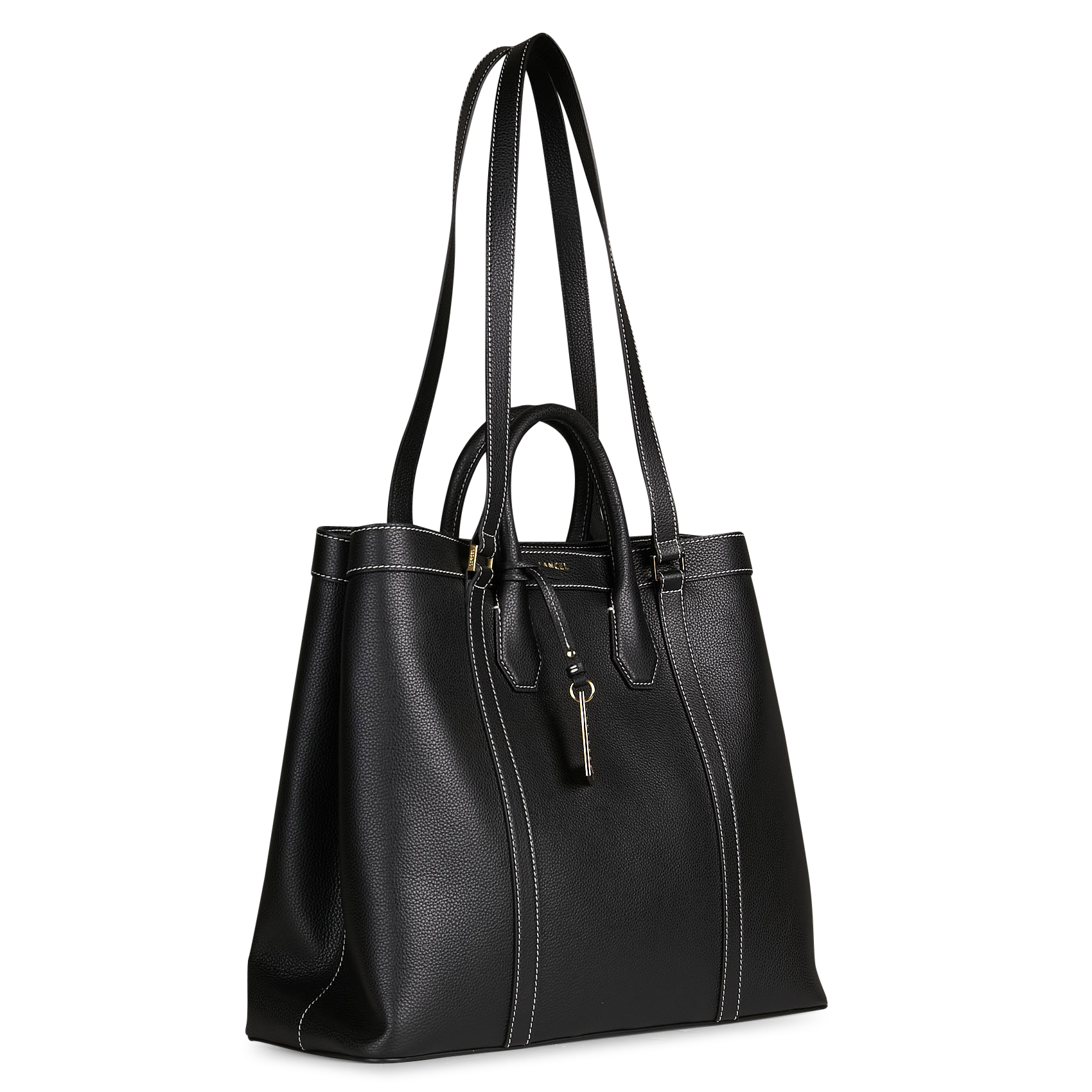Cabas uni en cuir grainé LANCEL Noir