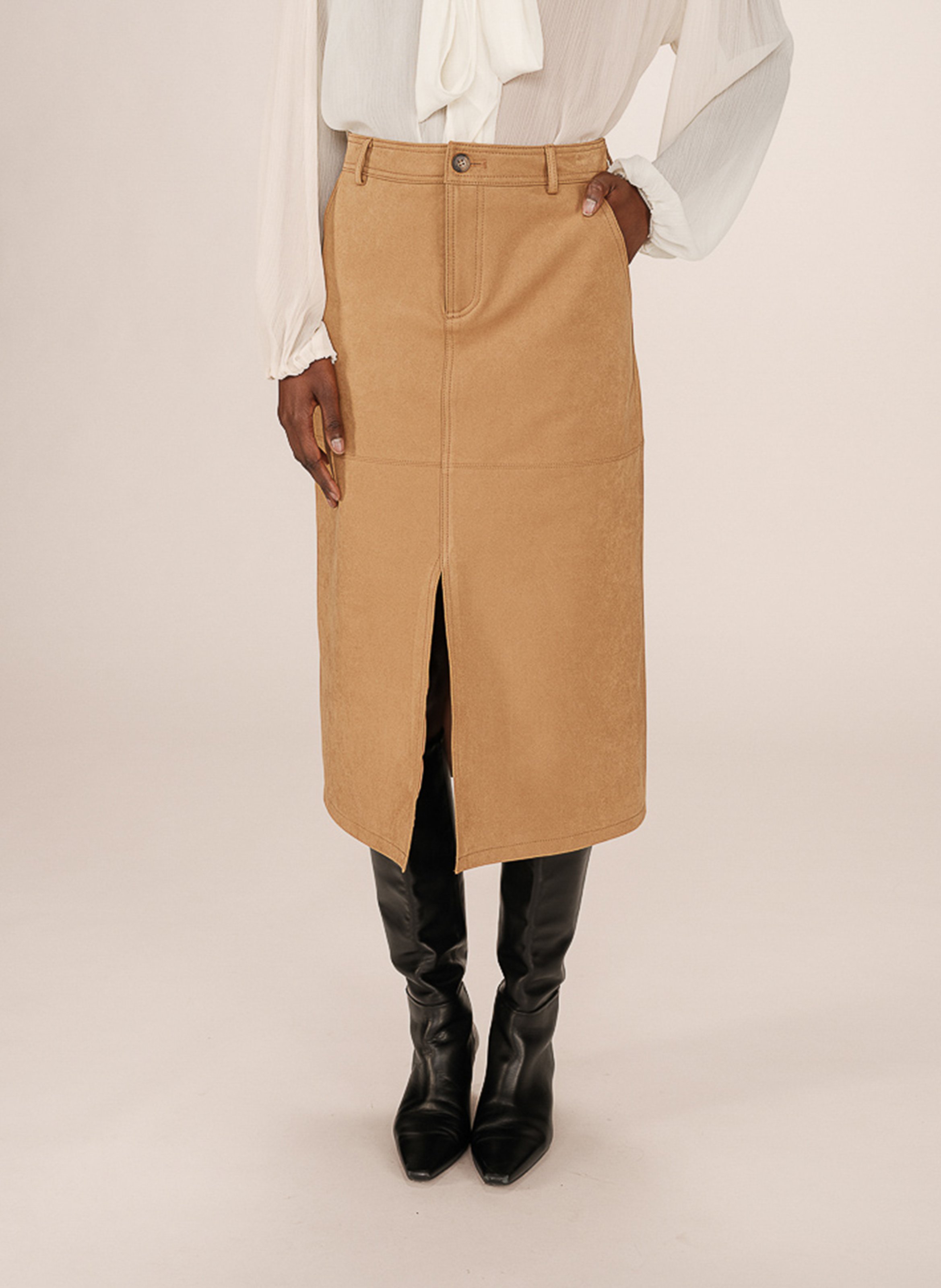 Midi-Rock aus Wildleder-Optik GRACE ET MILA Gelb