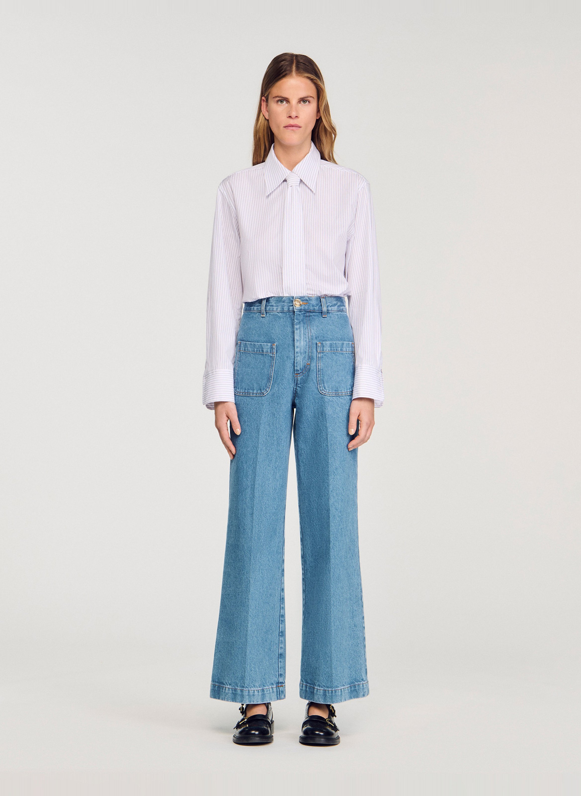 Jean large en coton SANDRO Bleu