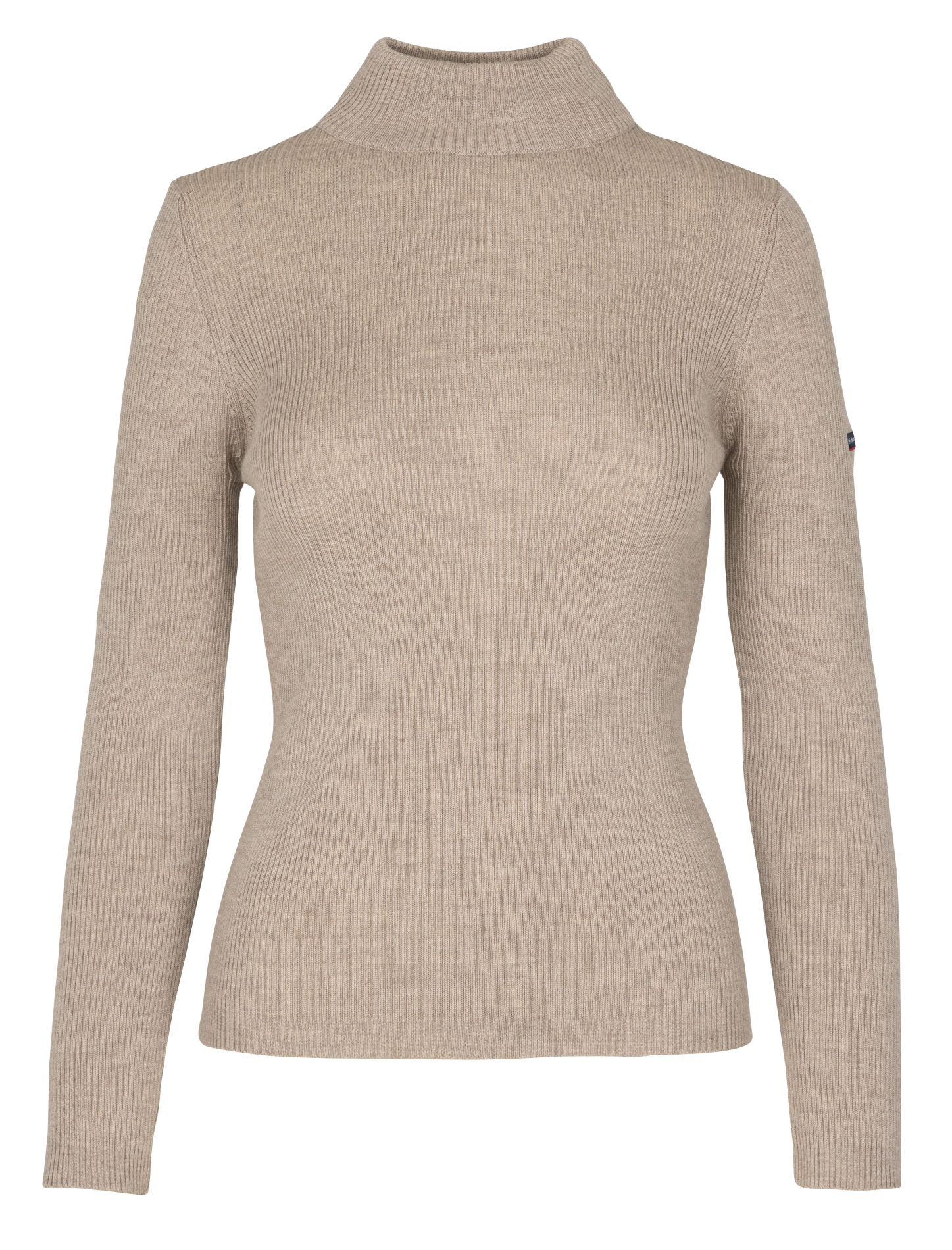 Pull col montant côtelé en laine ARMOR LUX Beige