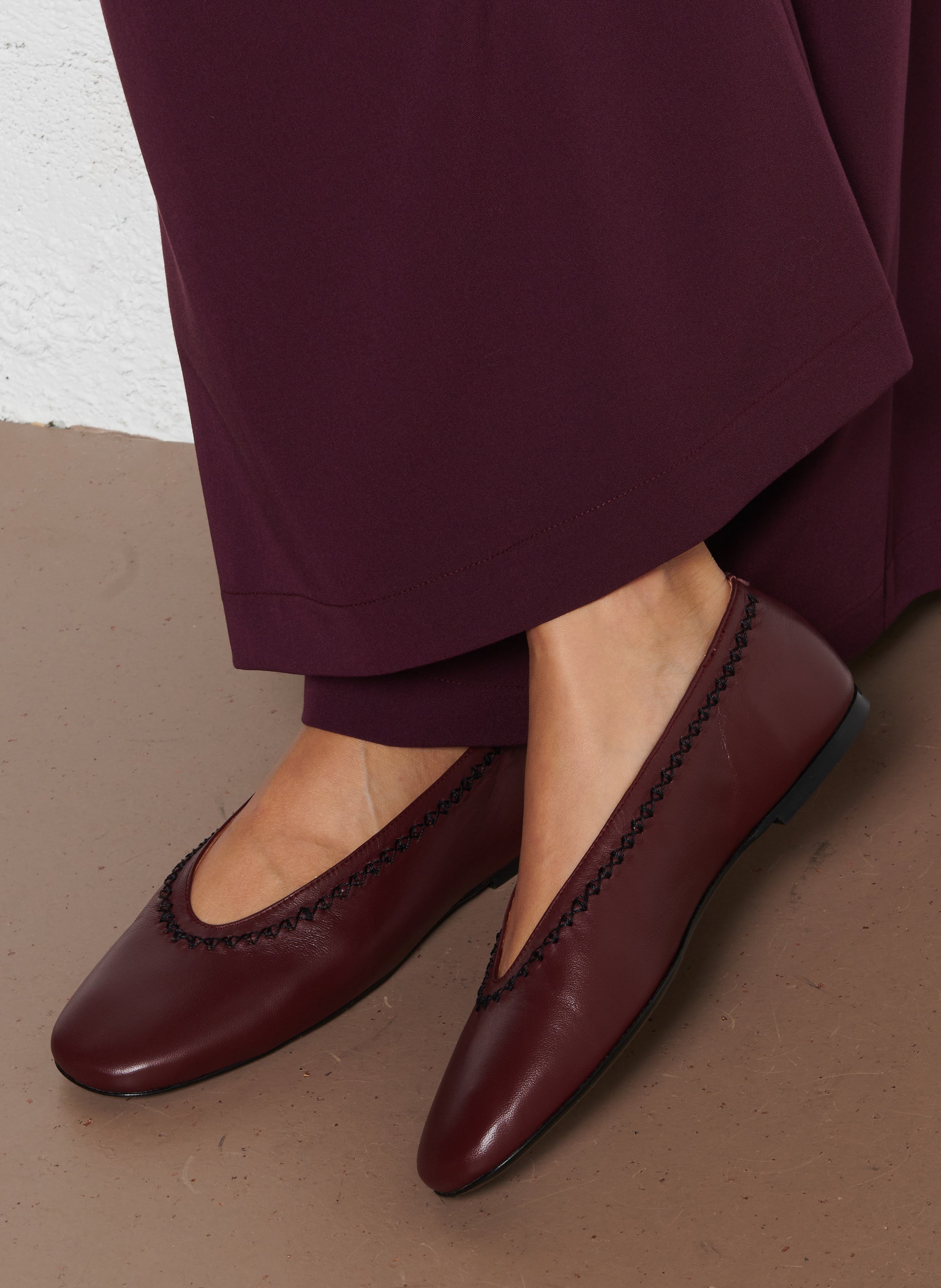 Ballerines en cuir SOCQUE PARIS Rouge