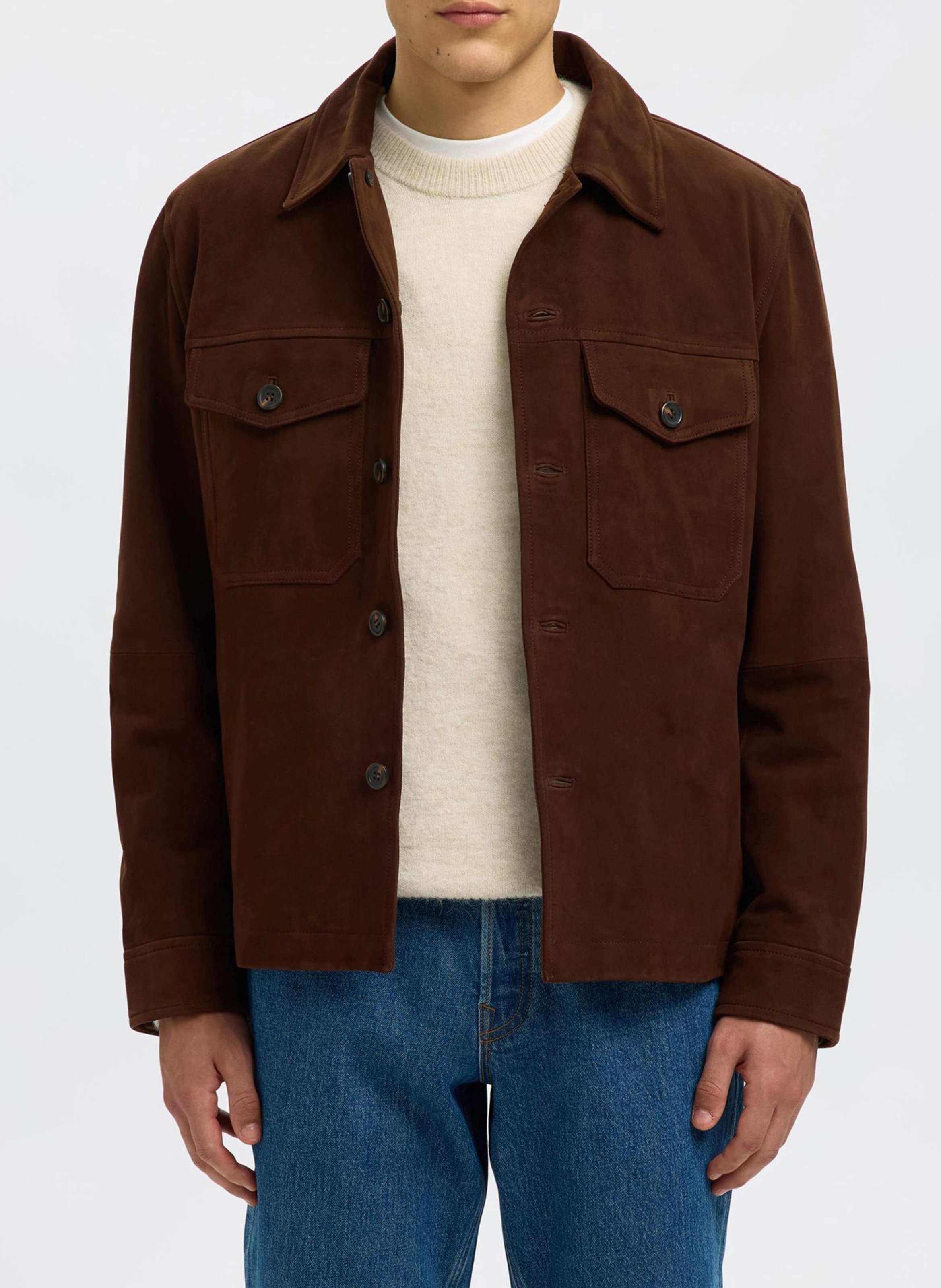 Lederjacke, gerader Schnitt SELECTED Braun