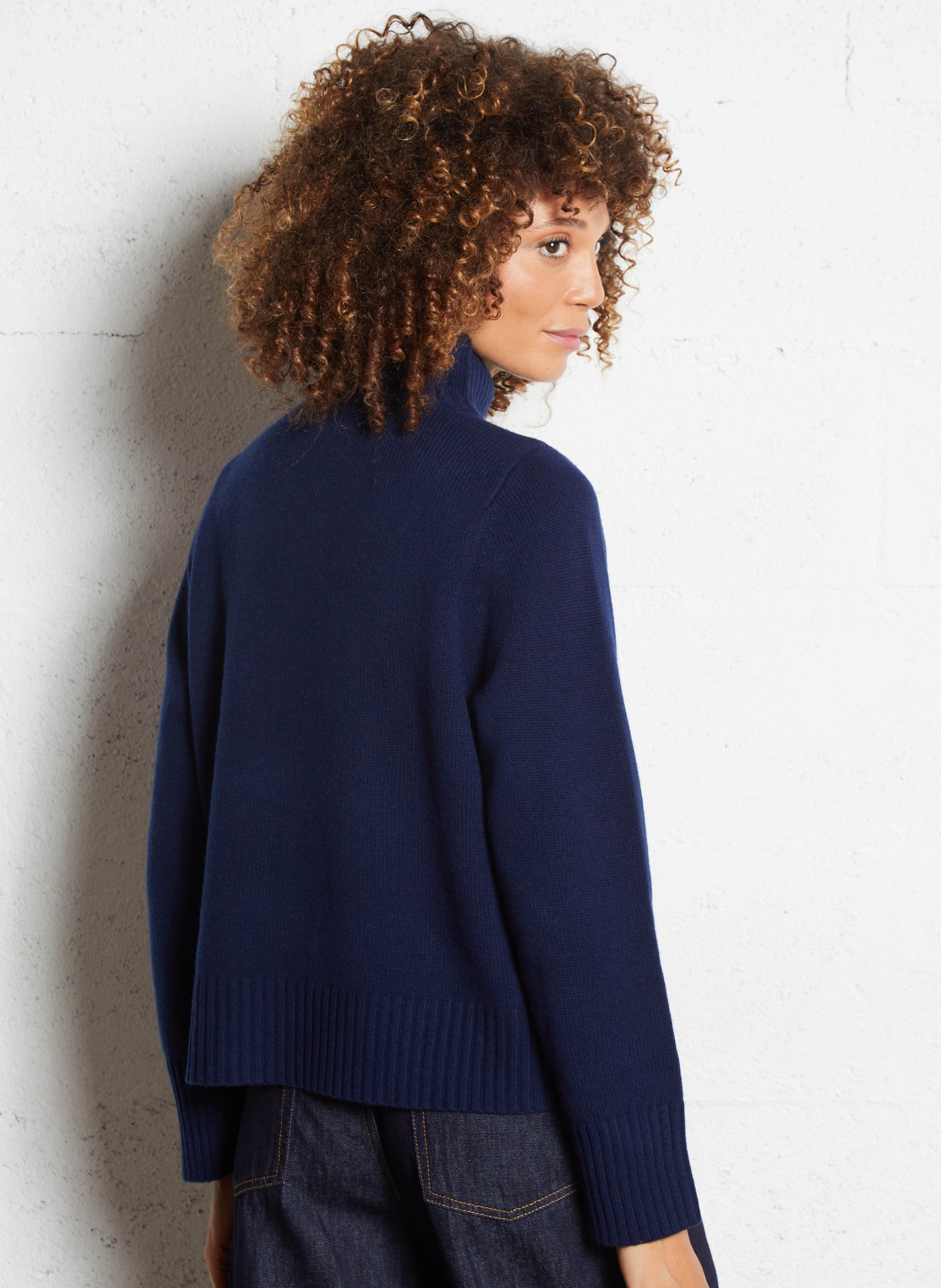 Merino wool regular fit sweater with high collar PETITE MENDIGOTE Blue