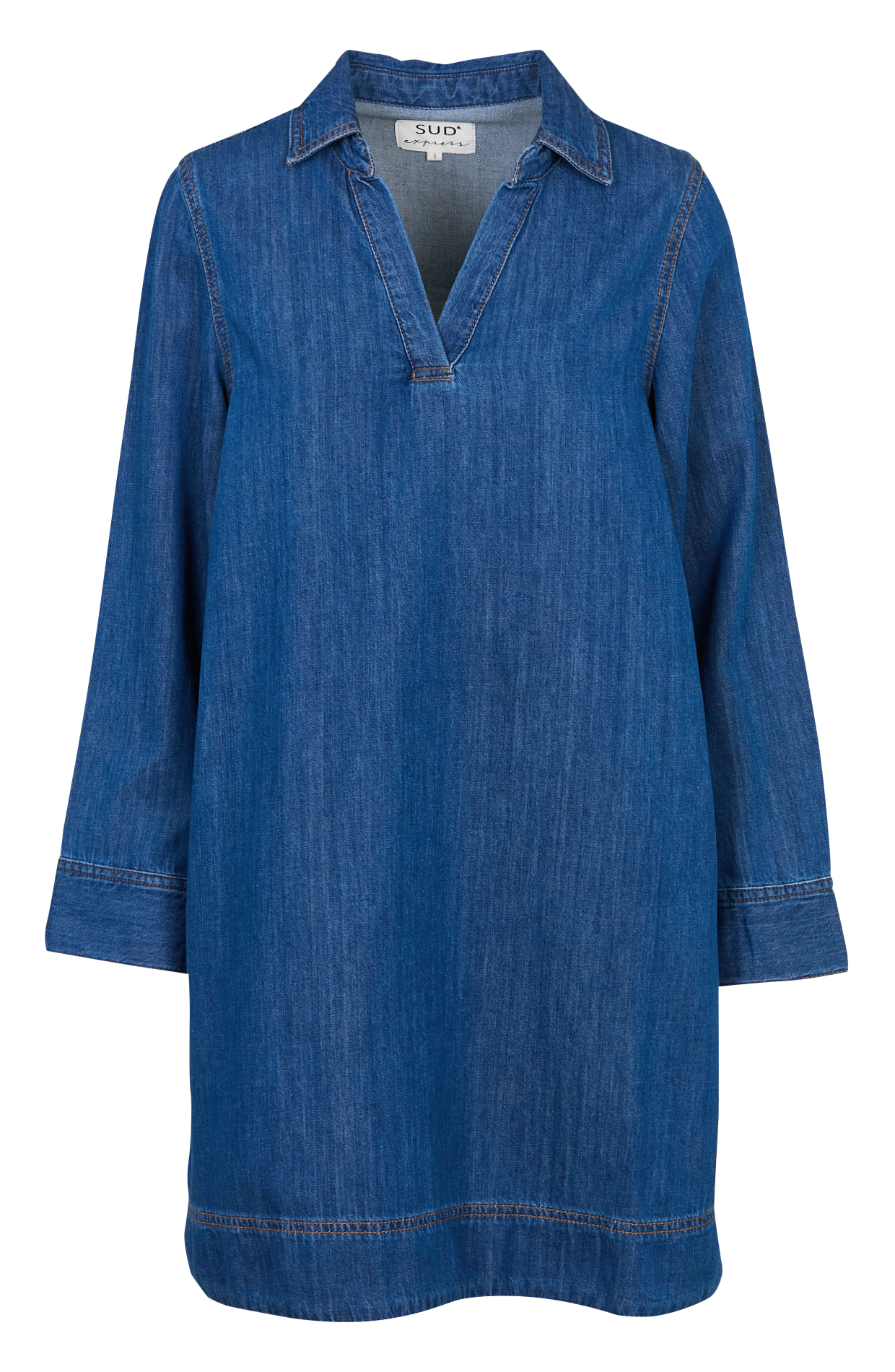 Robe courte évasée en coton SUD EXPRESS Bleu