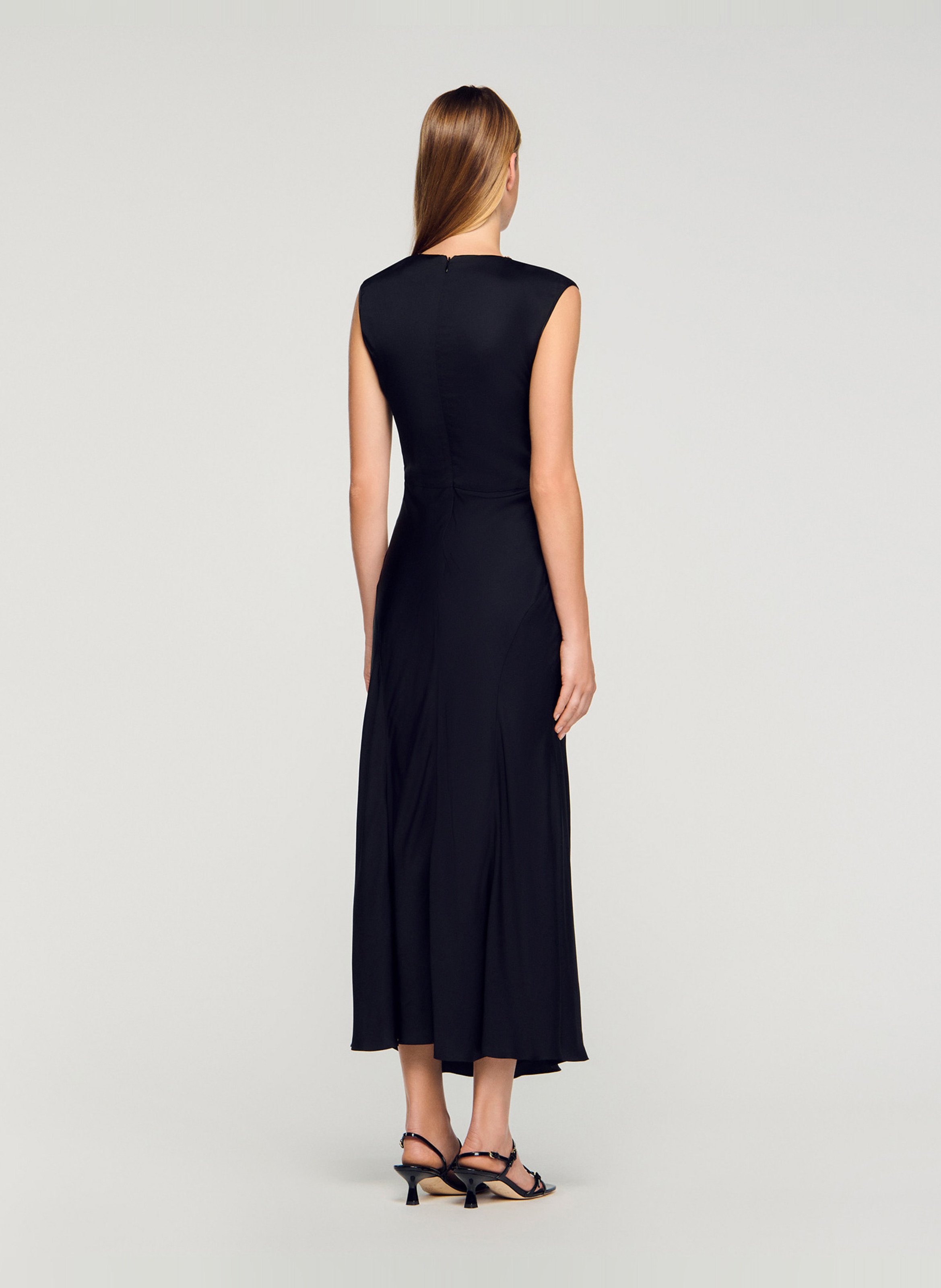 Robe longue satinée SANDRO Noir