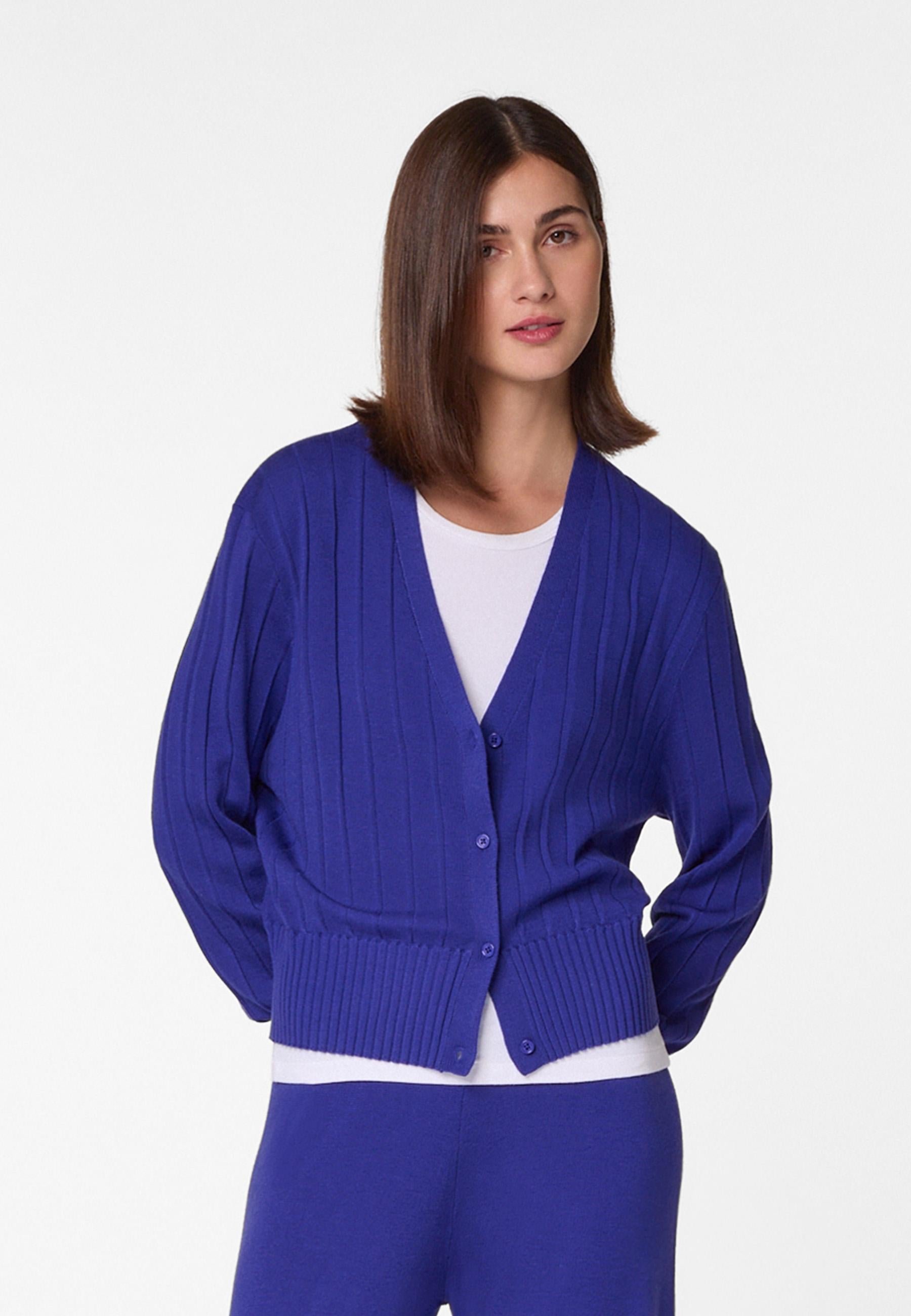 Bulgarie merino wool short cardigan RODIER Blue