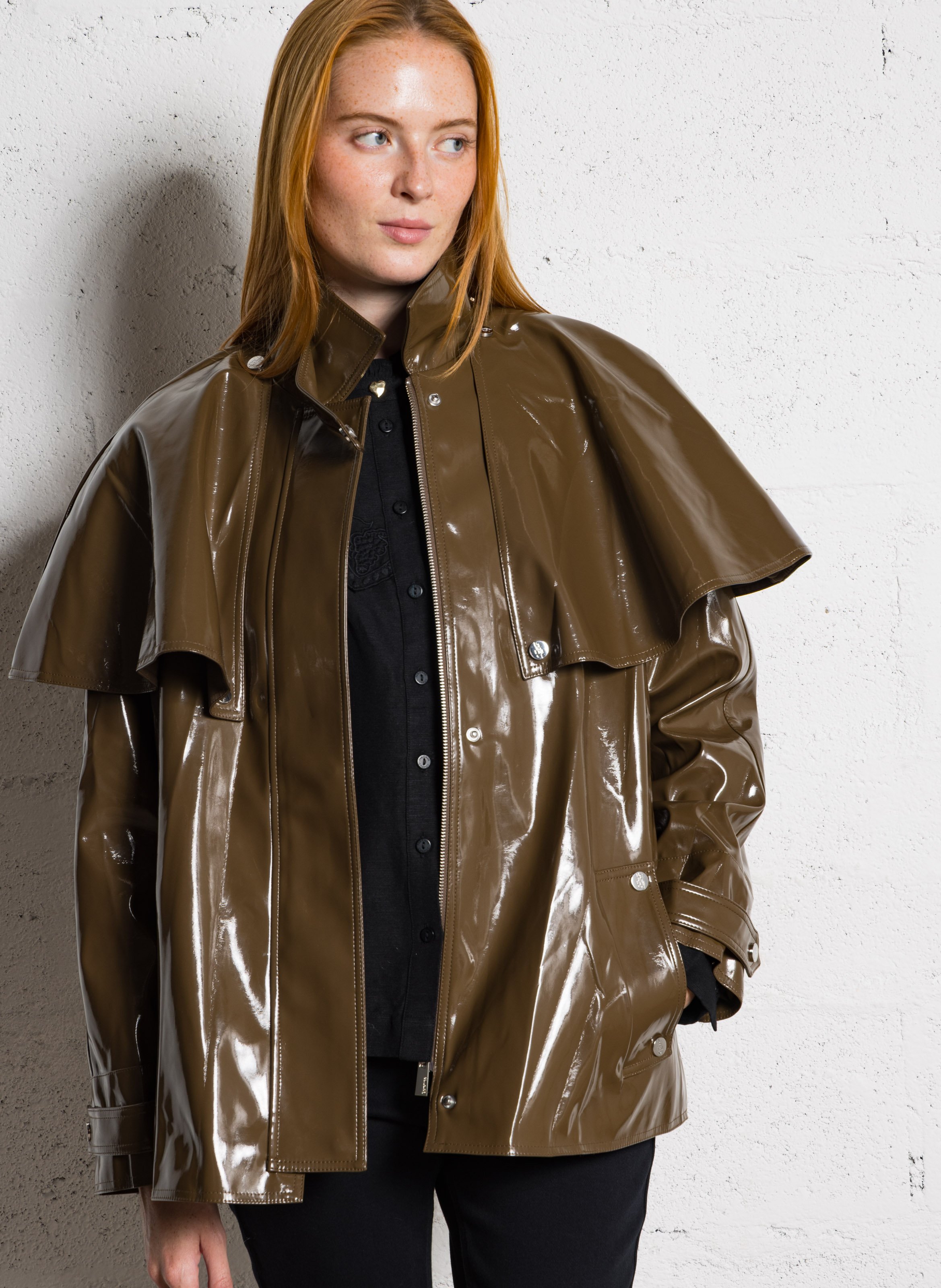 Veste ample col montant BERENICE Marron