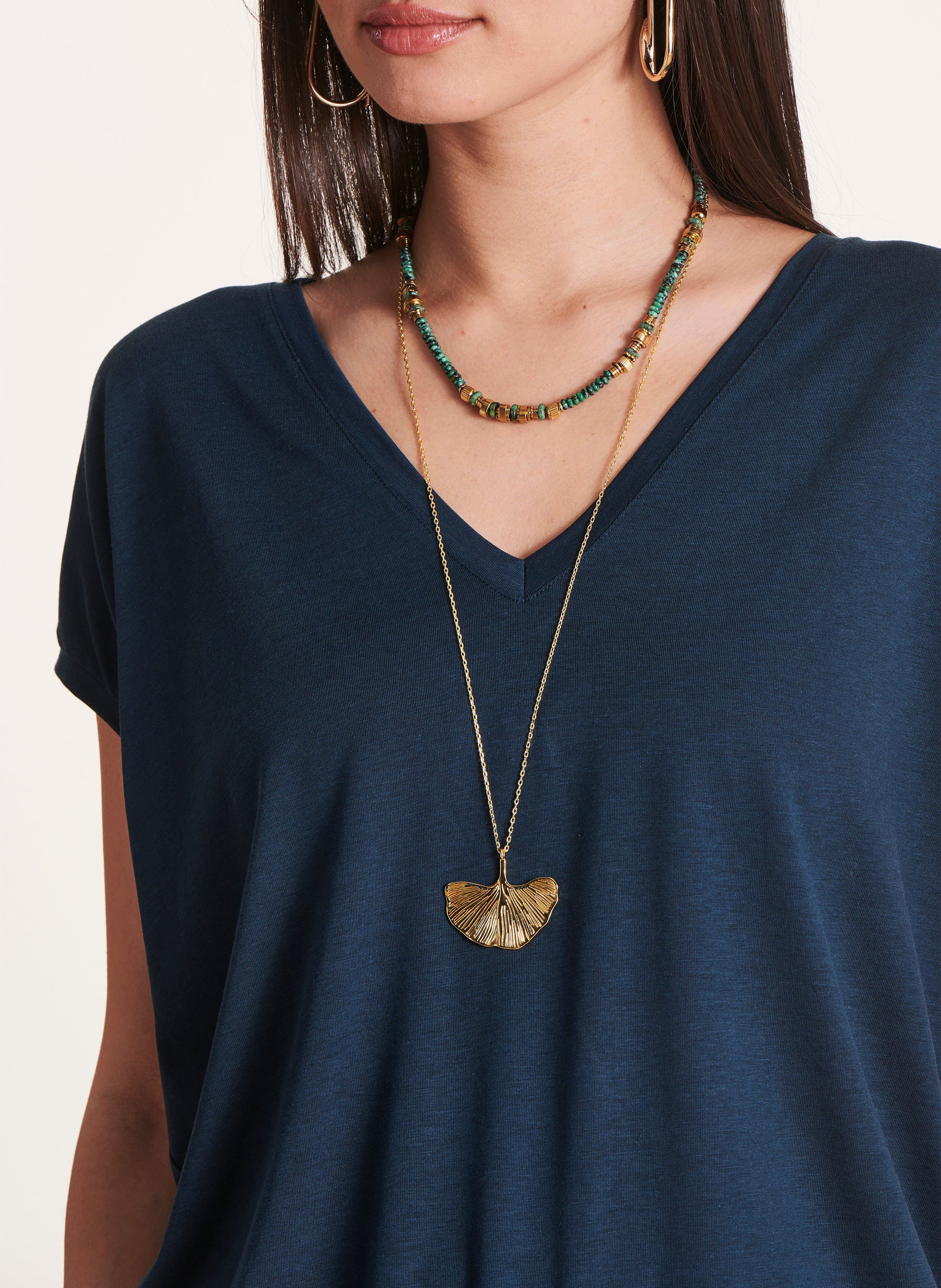 Tee-shirt fluide en coton mélangé  LA FEE MARABOUTEE Bleu