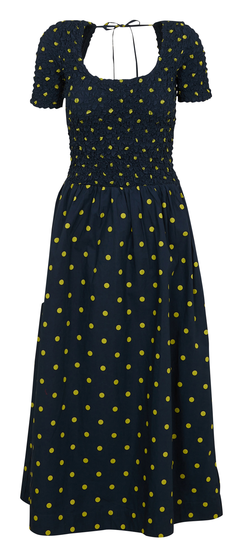 Robe longue col rond en coton bio imprimé DAMSON MADDER Bleu