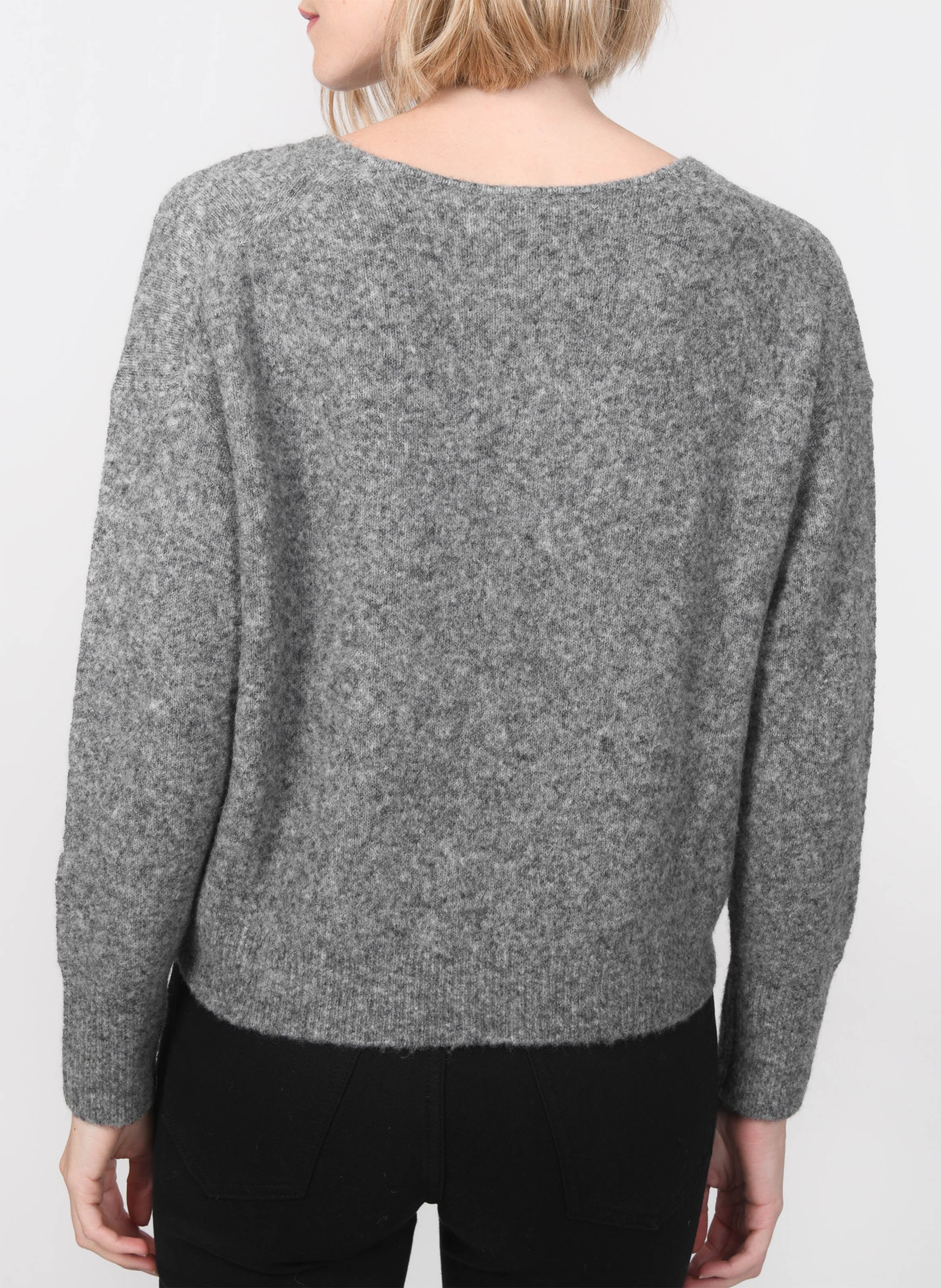 Pull col V en laine mélangée KOOKAI Gris