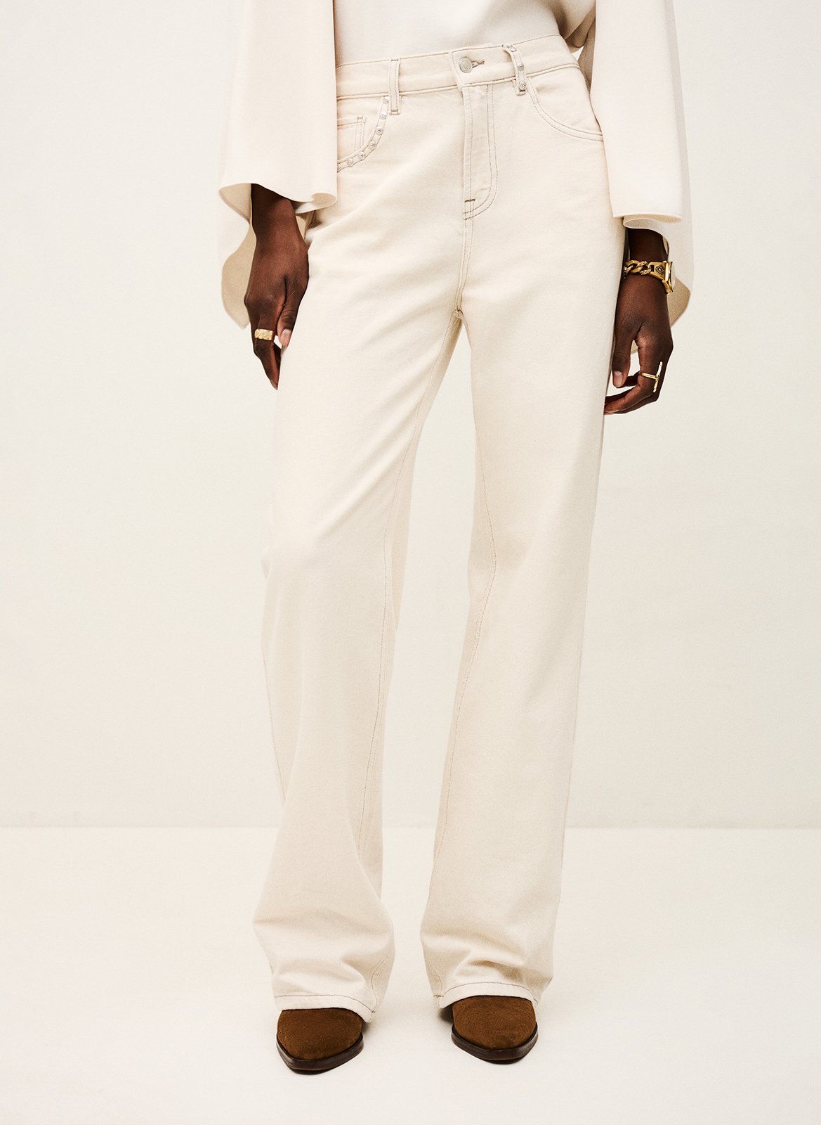 Jean droit en coton BA&SH Beige