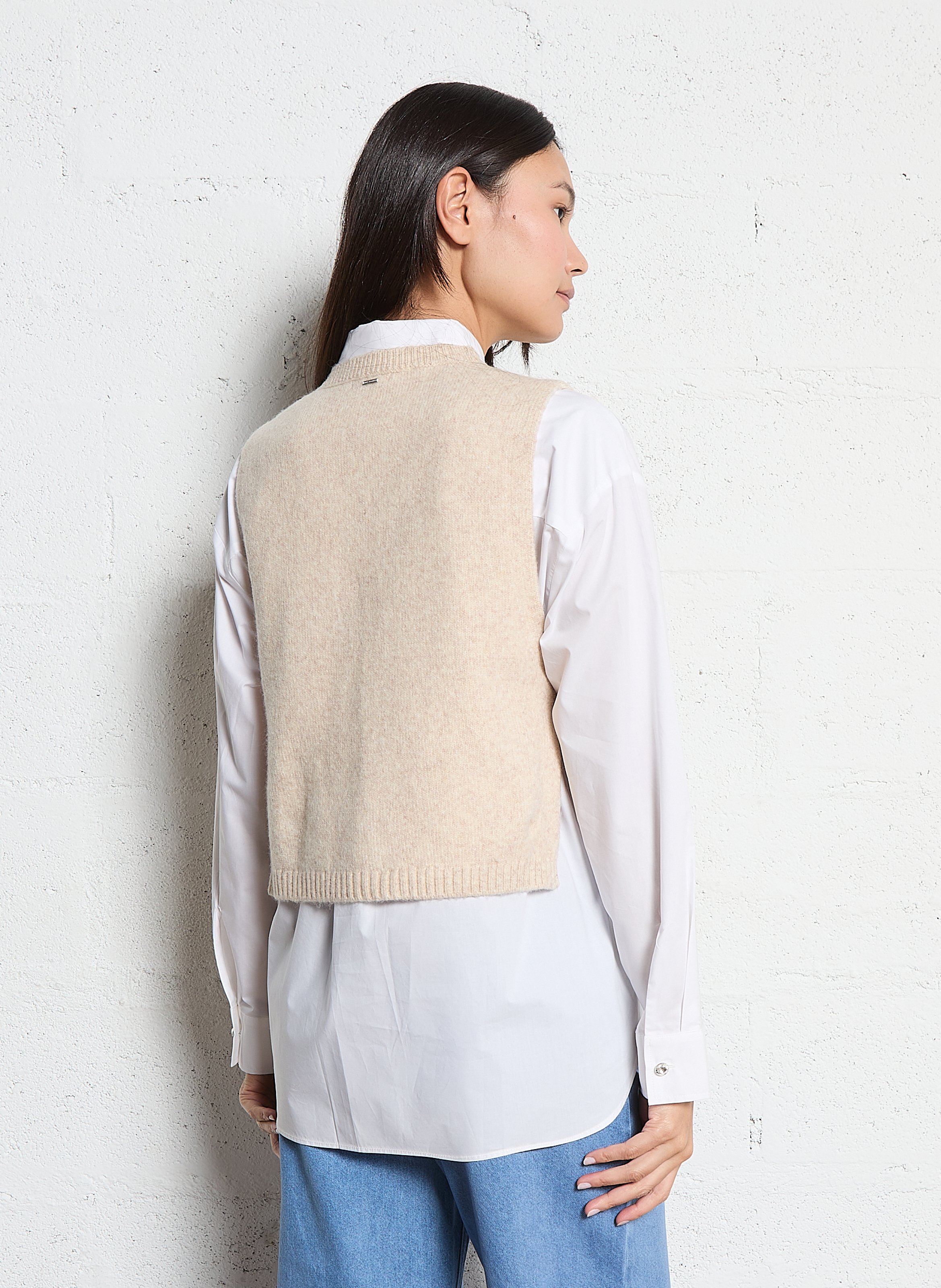 Pull droit col rond IKKS Beige