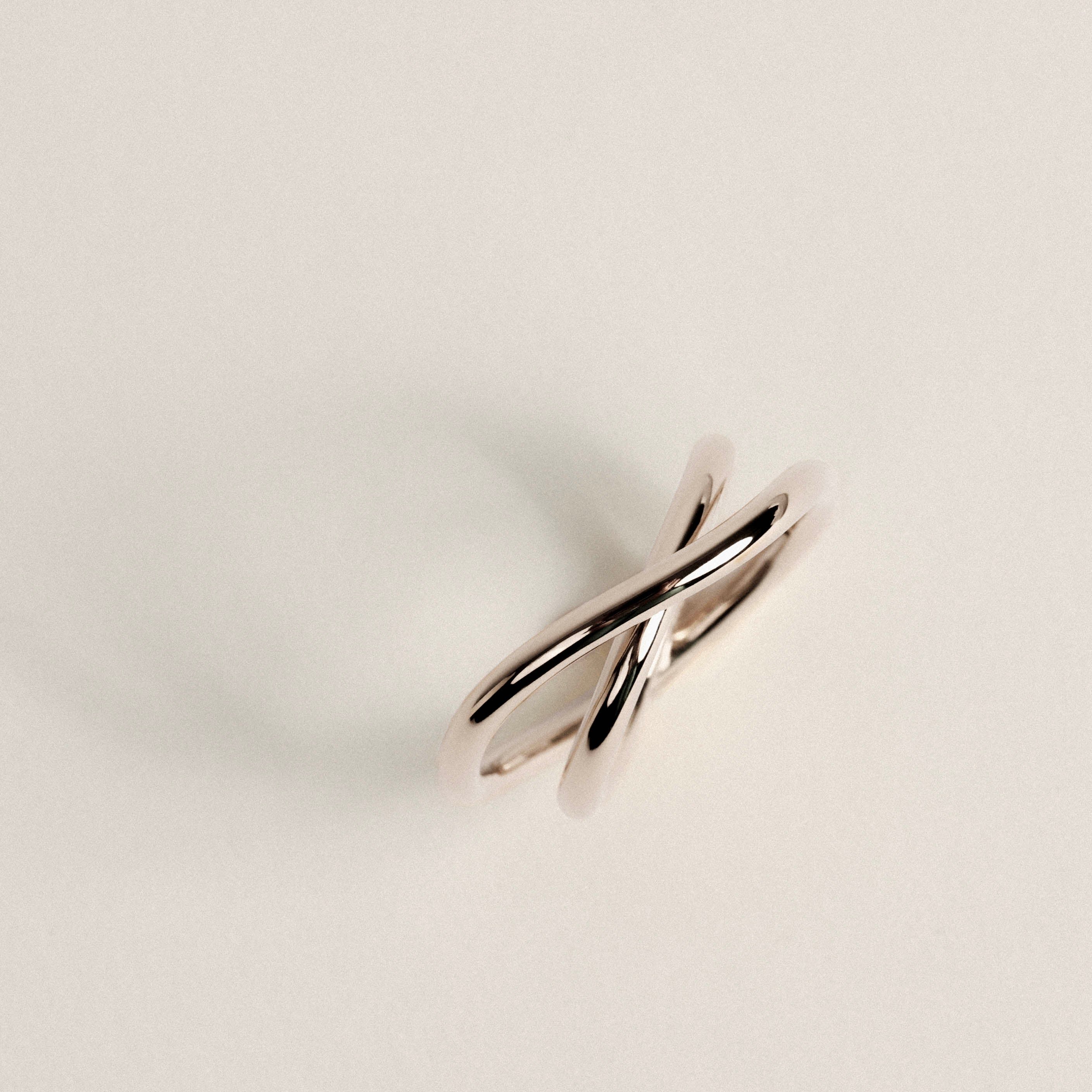 Ring with two hoops, recycled silver MAYRENA Silver