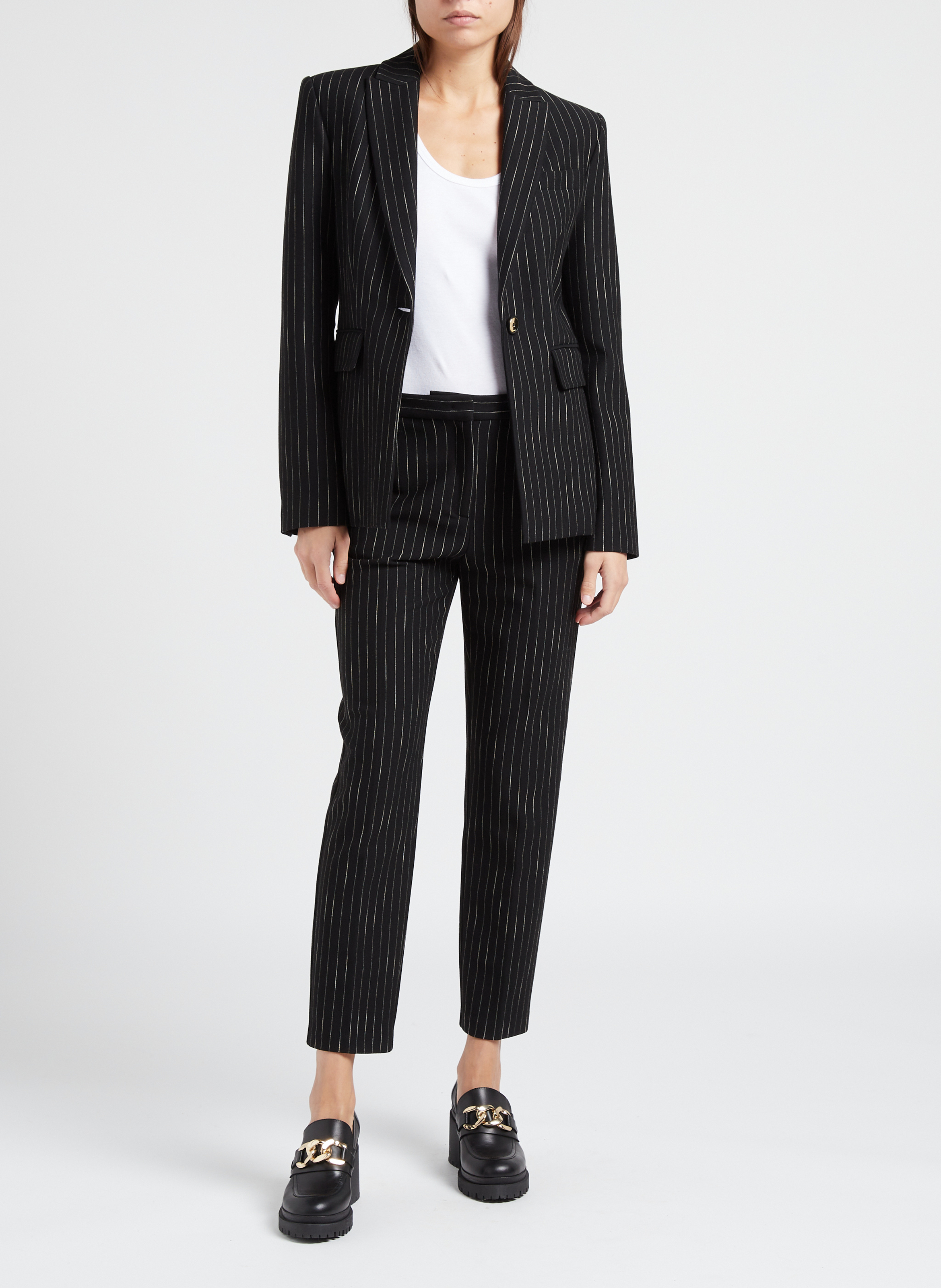 Rechte, skinny broek met strepen PINKO Zwart