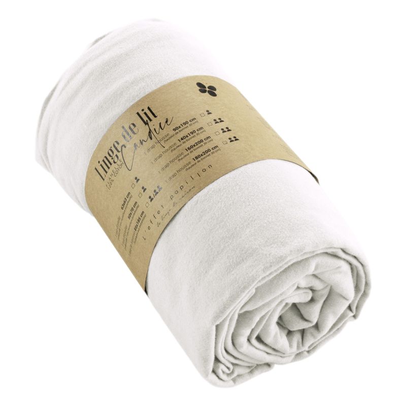 "Candice" fitted sheet all sizes cotton flannel. L'EFFET PAPILLON Multicolored