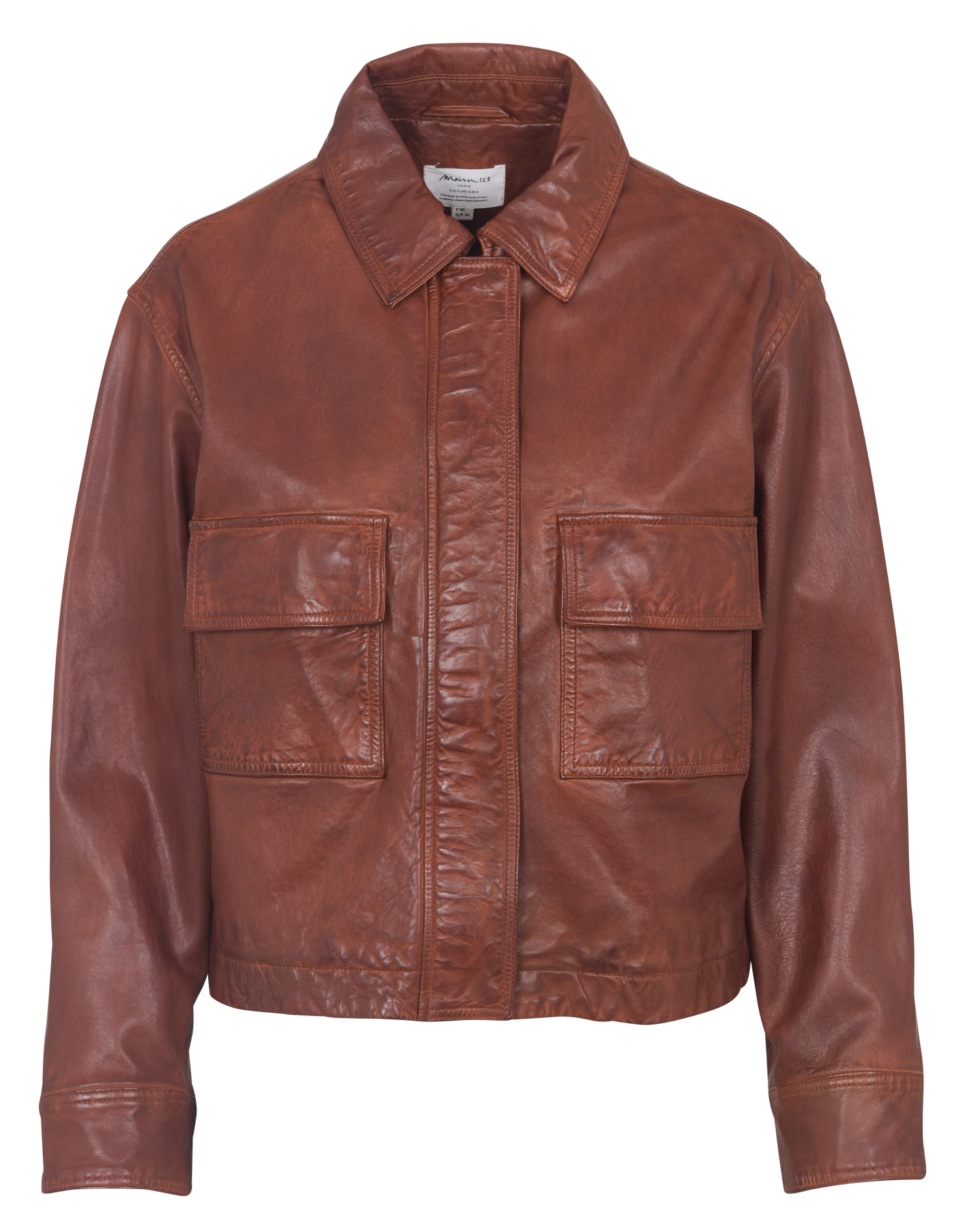 Lambskin leather jacket with classic collar MAISON 123 Beige
