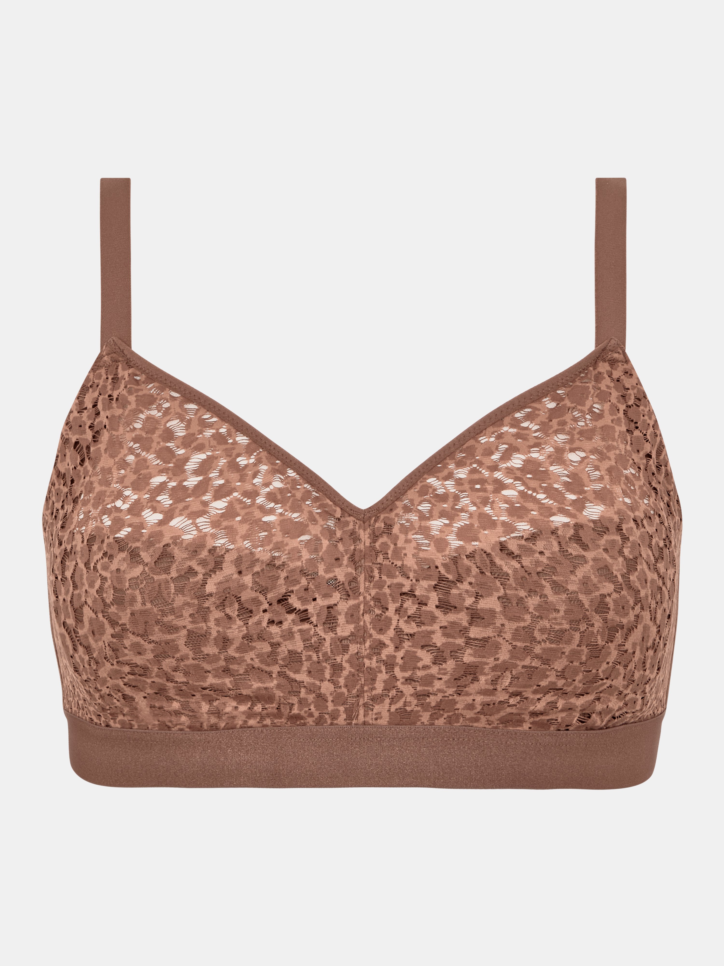 Non-wired support bra with cups Brown