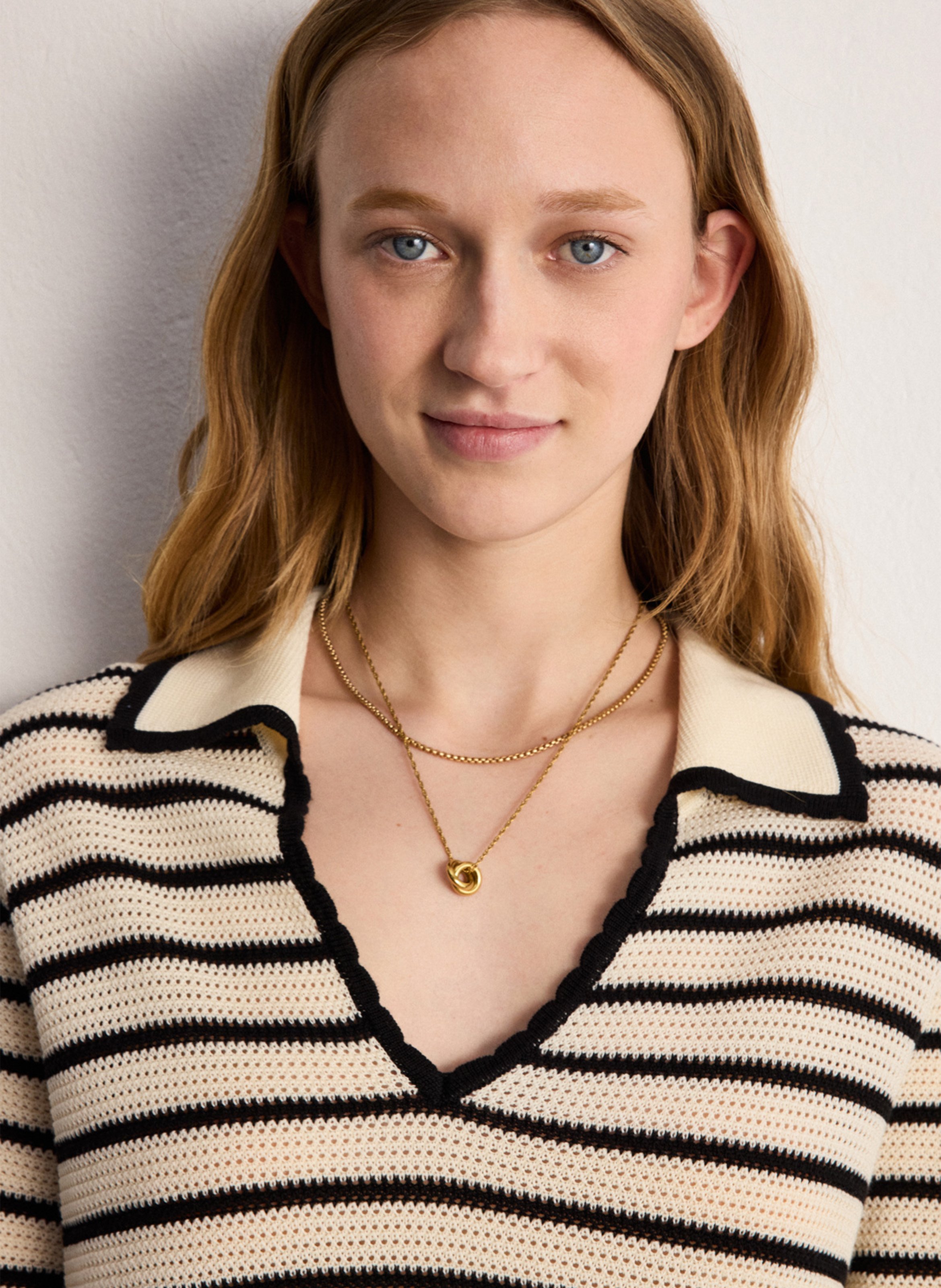 Pull droit à rayures PABLO Beige