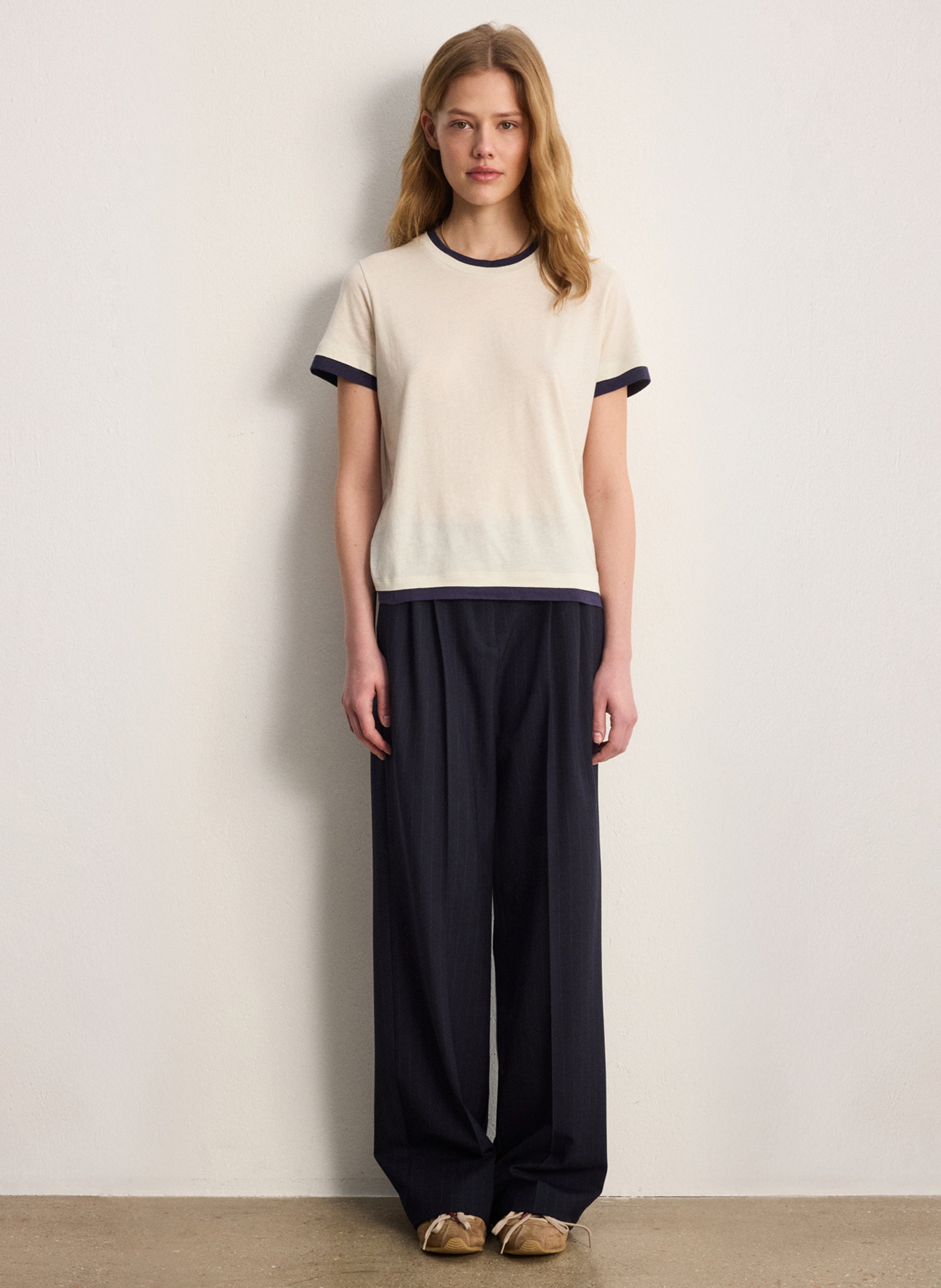 T-shirt droit col rond en coton mélangé PABLO Blanc