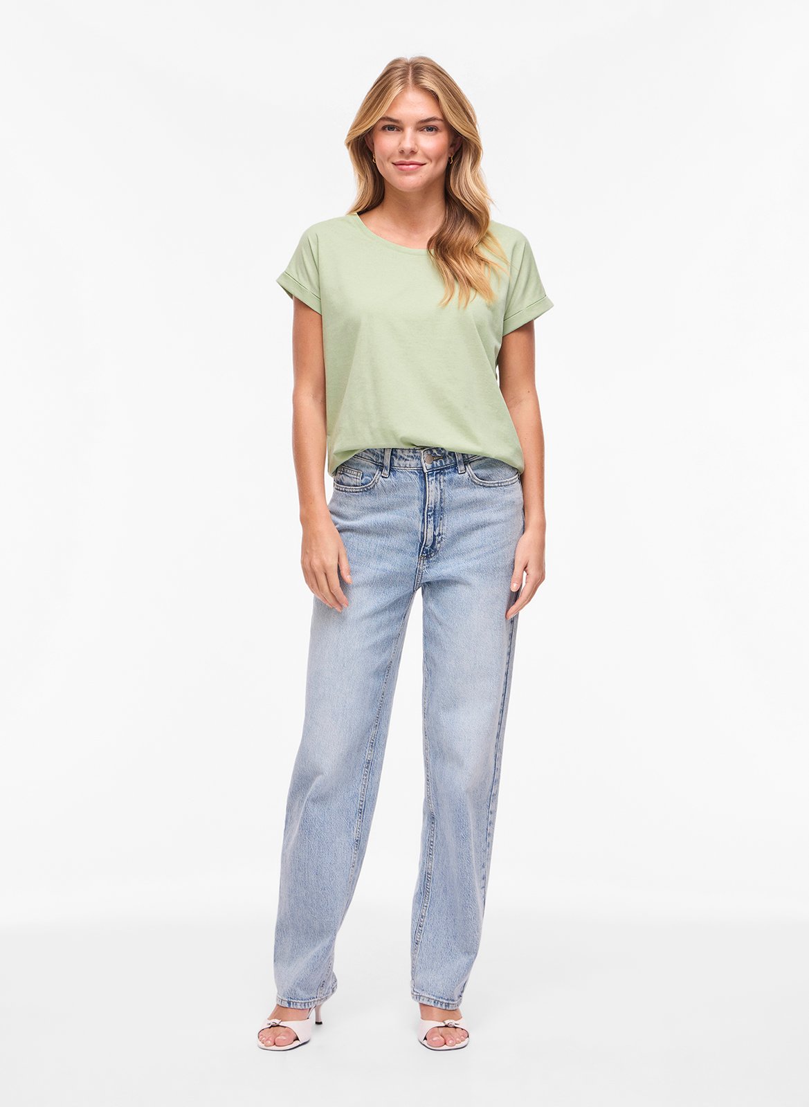 Tee-shirt col rond en coton mélangé  VILA Vert