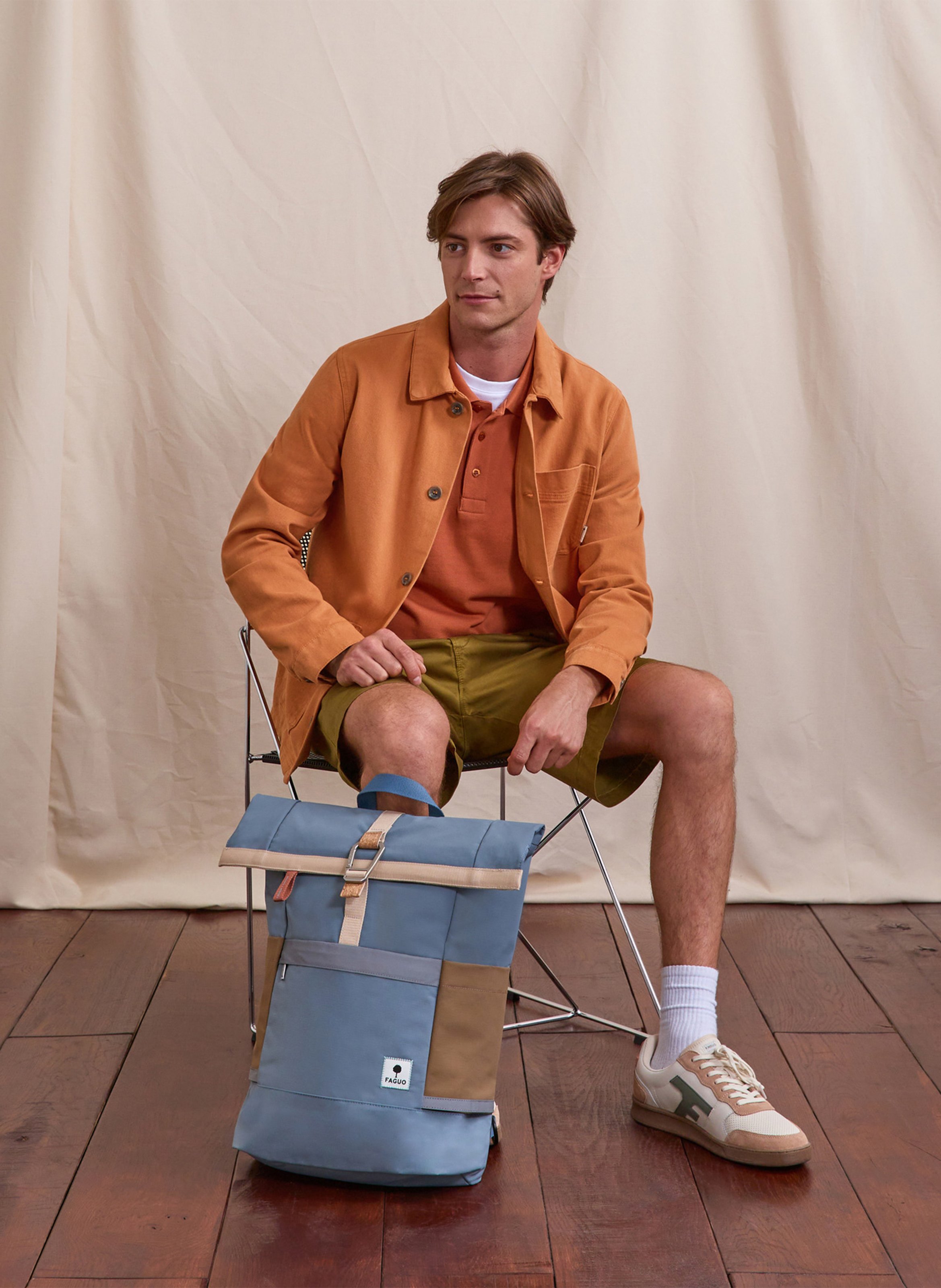 Weite Jacke mit klassischem Kragen aus Baumwollcanvas FAGUO Rot