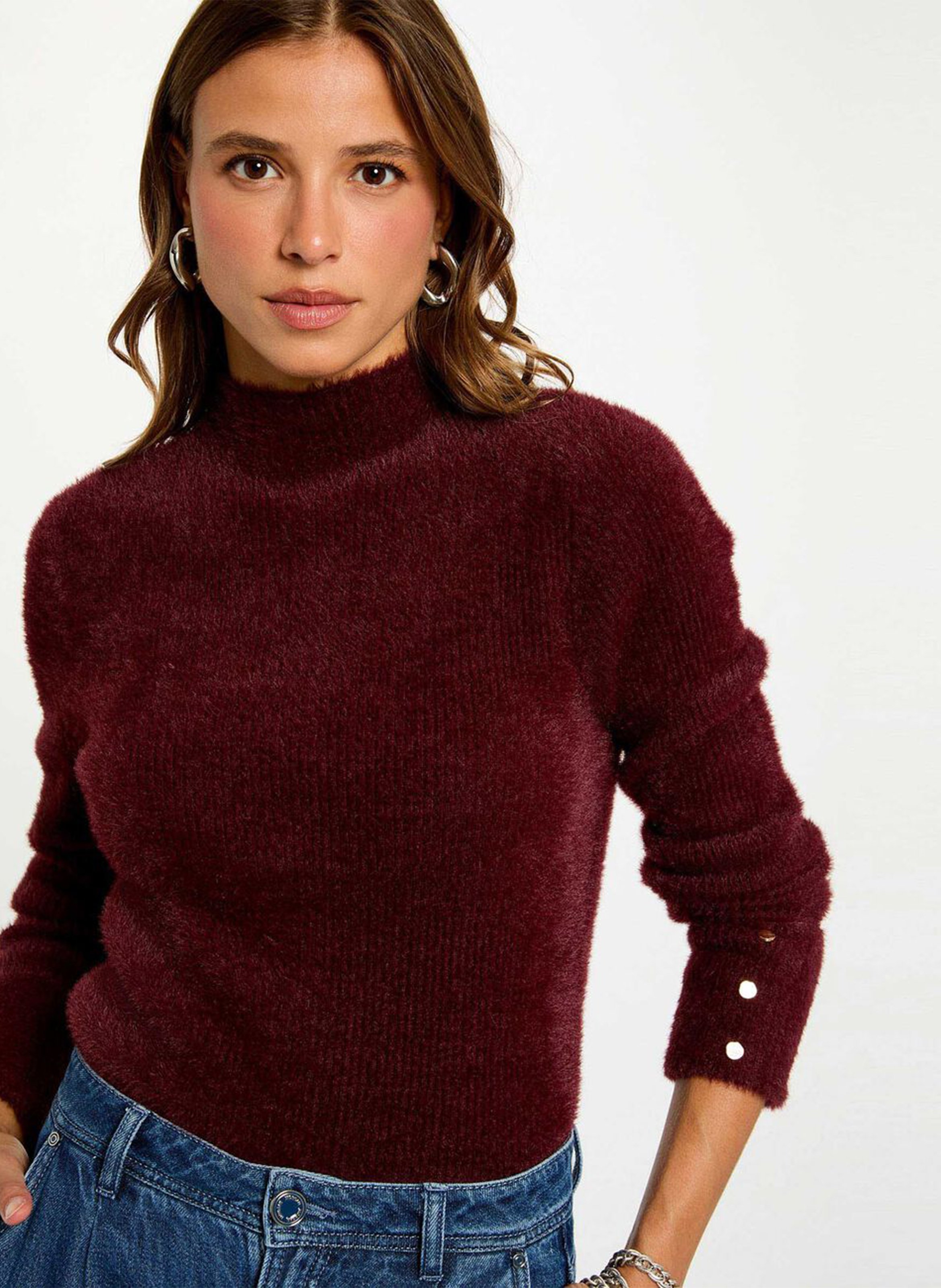 Flausch-Strickpullover mit Stehkragen MORGAN