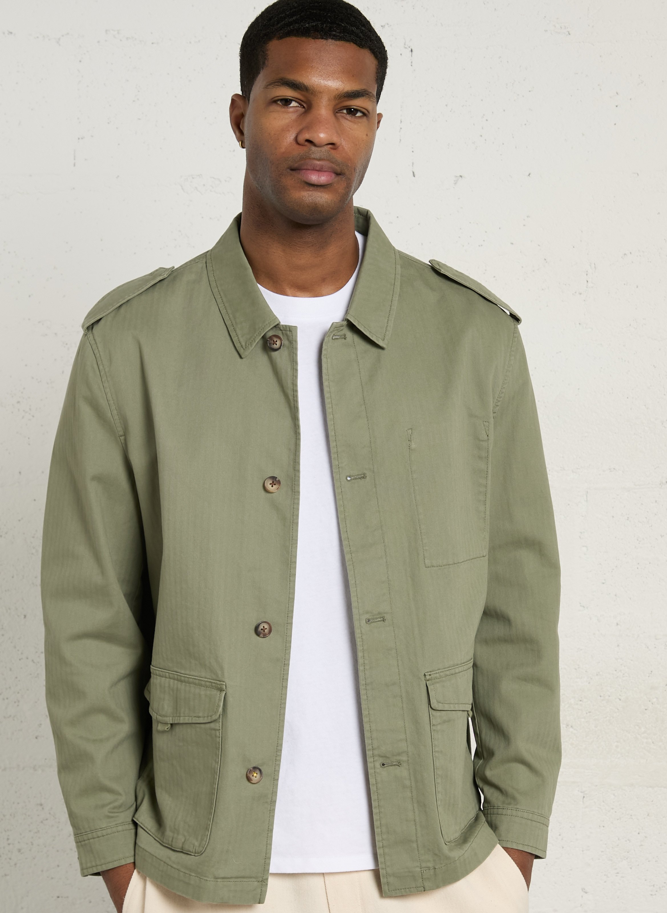 Cotton jacket with classic collar PEPE JEANS Green