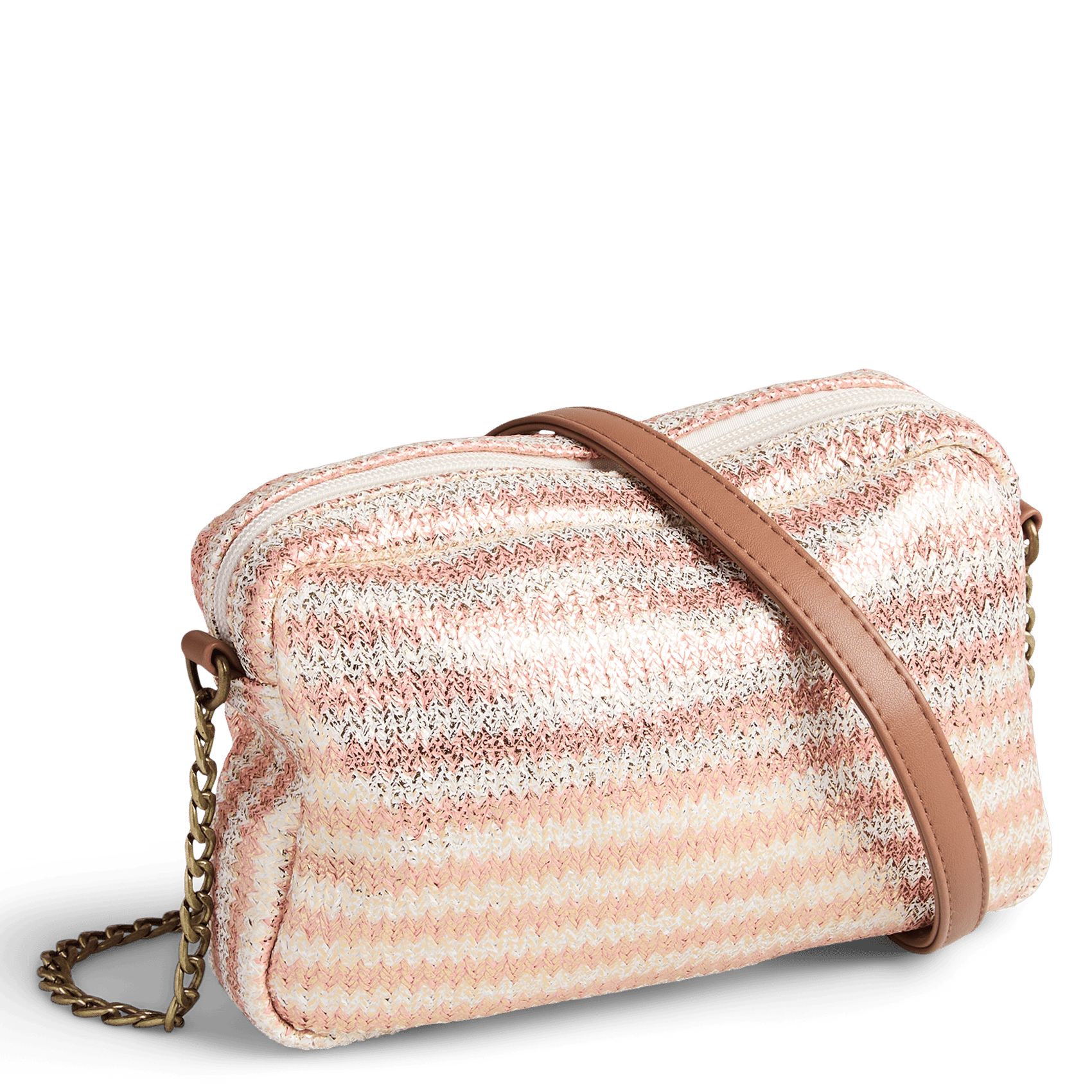 Rieten schoudertas PIECES Oranje